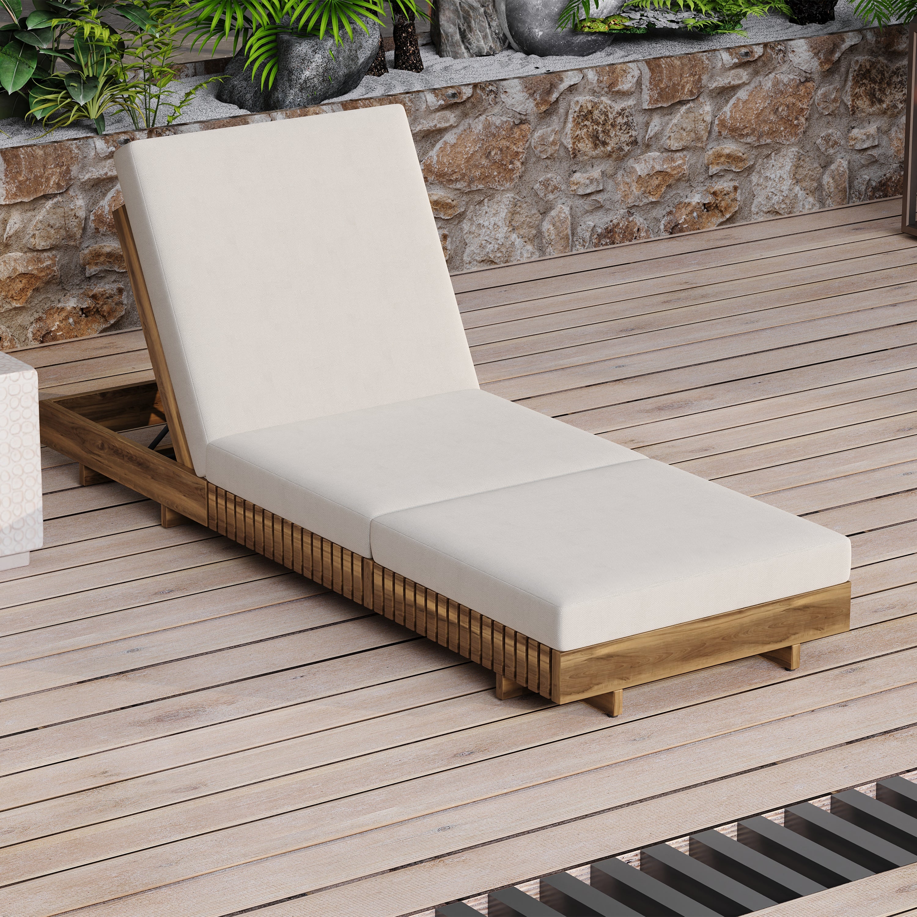 Chaise Outdoor Chaise Lounge Adjustable Back - Teak