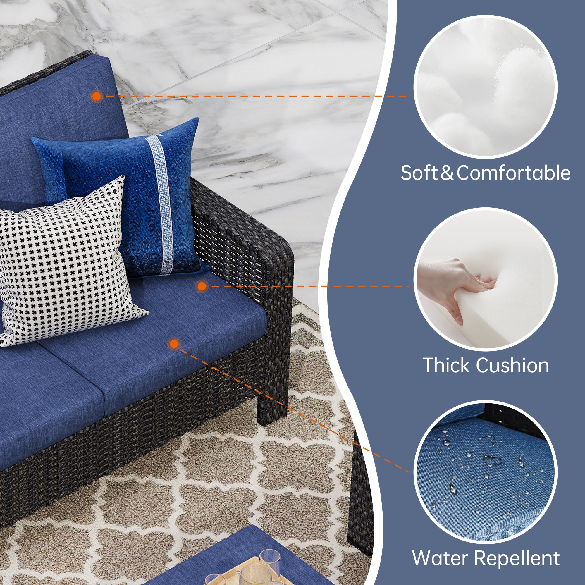 Woven Outdoor Sofa Rattan Frame