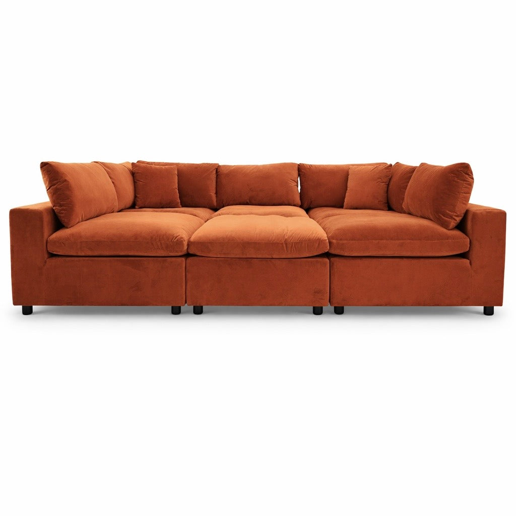 Laurel Burnt Orange Velvet Modular Corner Sofa