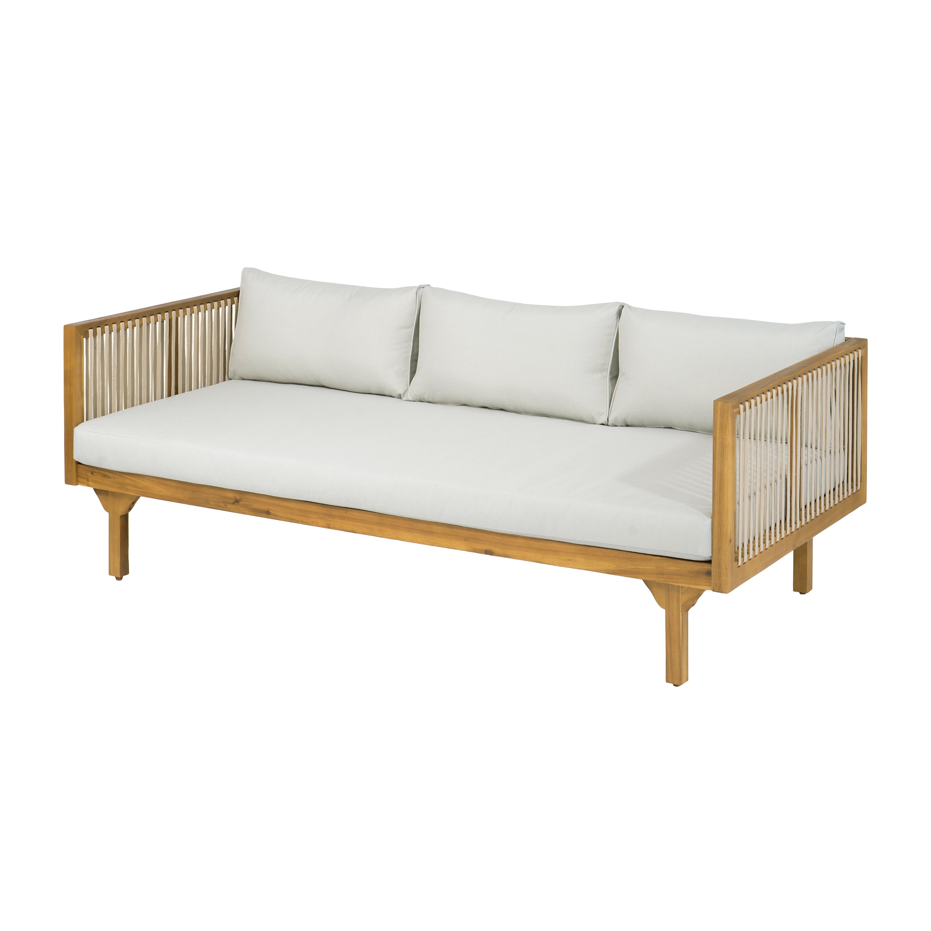 Outdoor Coffee Table Water-Resistant Cushions - Light Brown