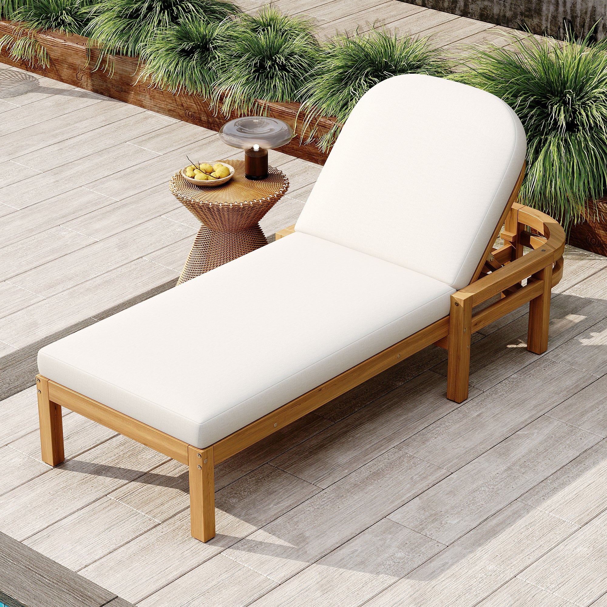 Trexm Outdoor Chaise Lounge Adjustable Back