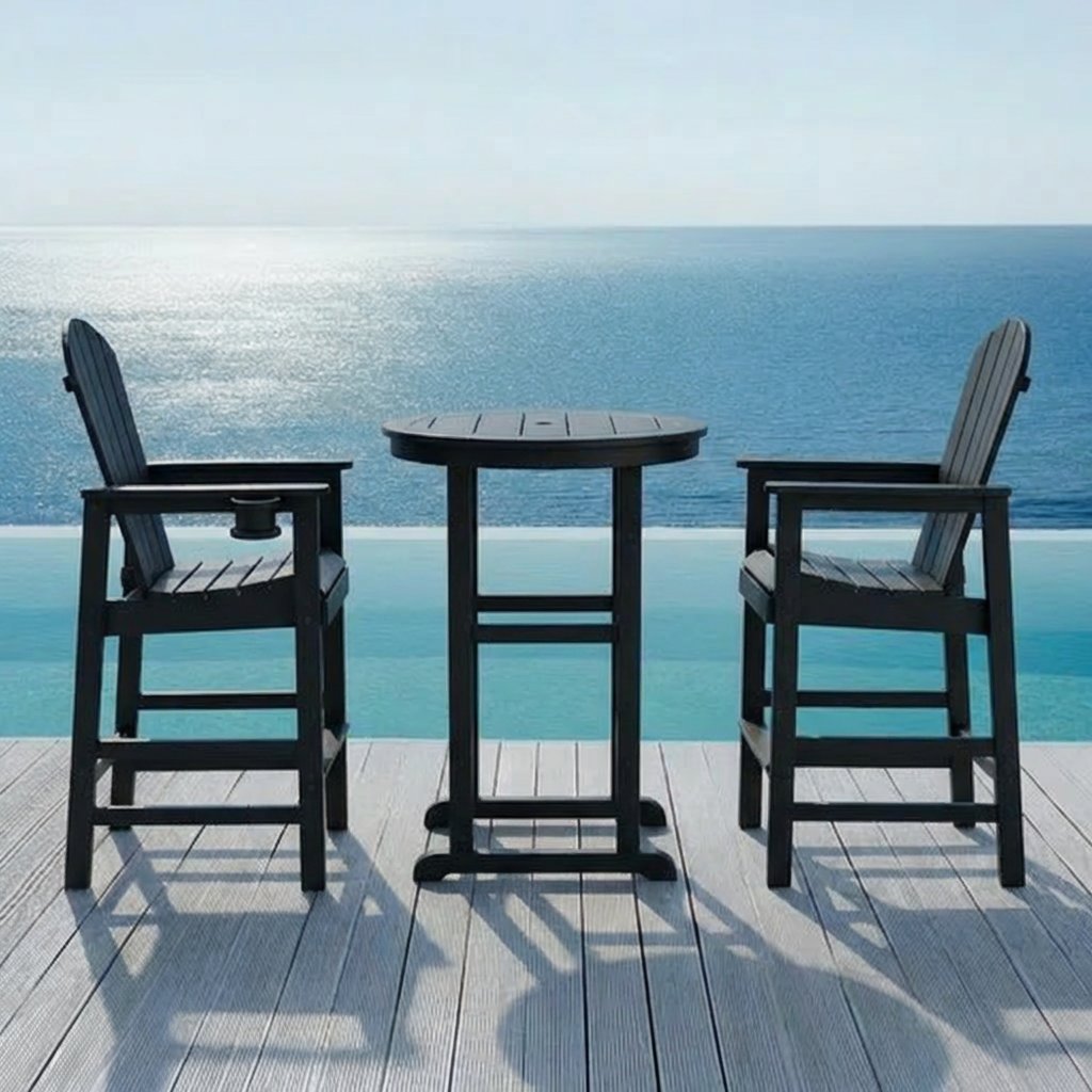 Hdpe Outdoor Bistro Set HDPE Frame - Black