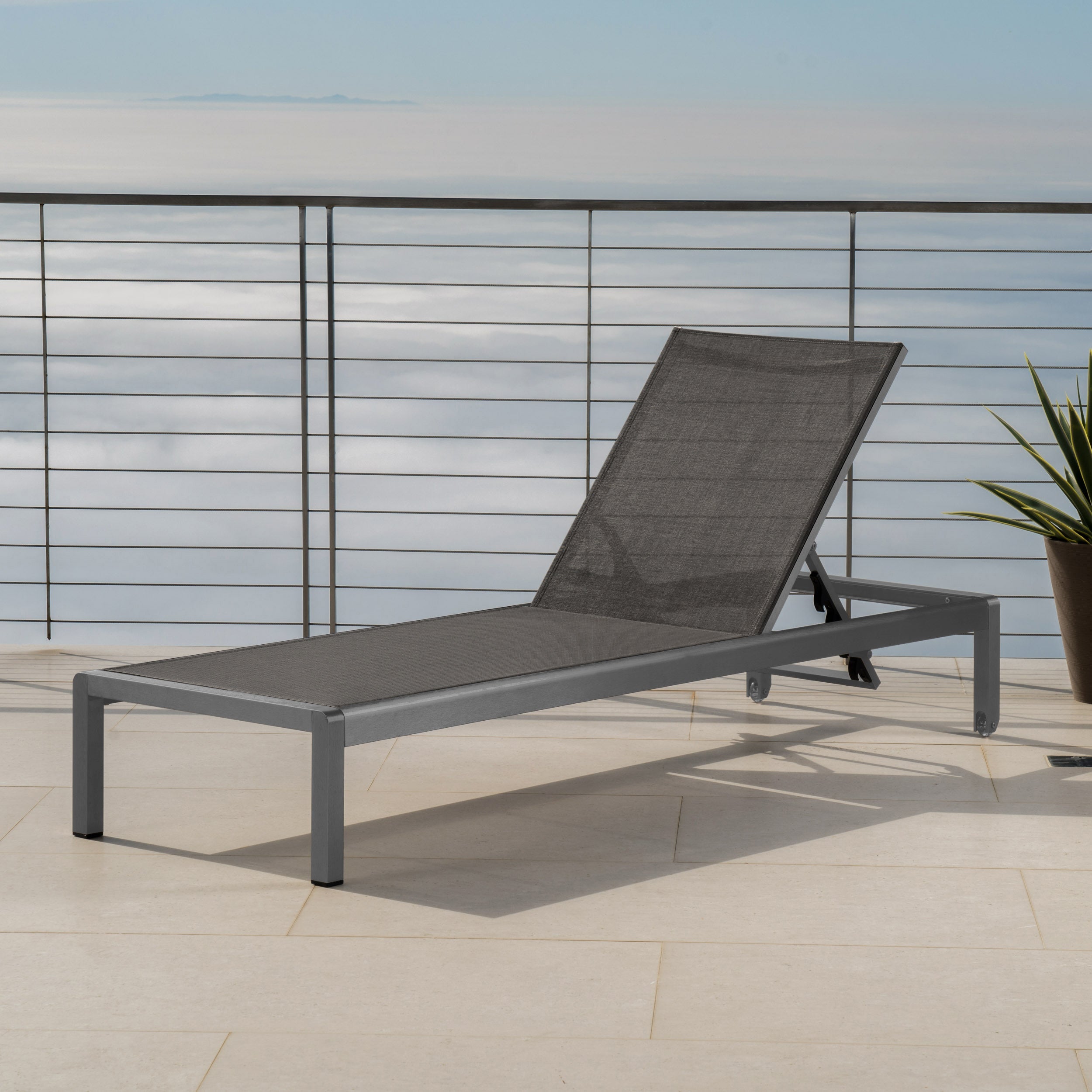 Chaise Outdoor Chaise Lounge Adjustable Back - Gray