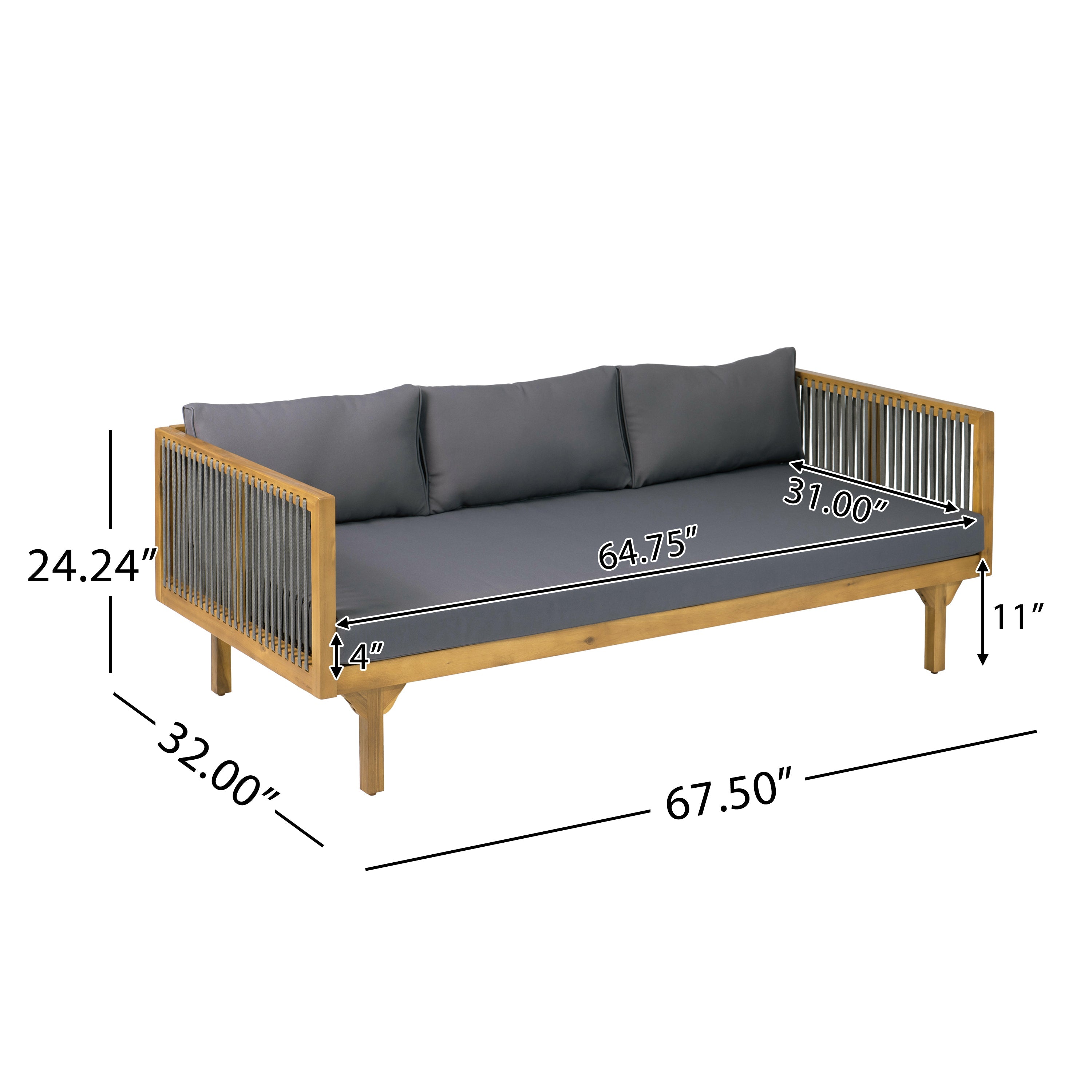 Outdoor Coffee Table Water-Resistant Cushions - Teak