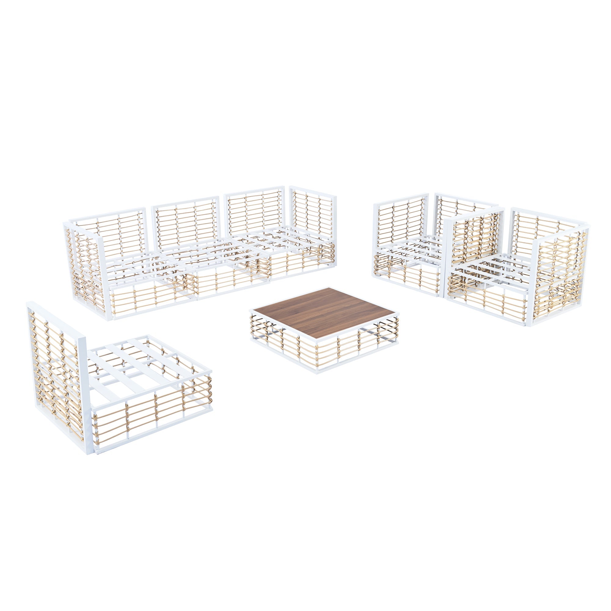 Topmax Outdoor Sectional Set Cushioned Seating - White