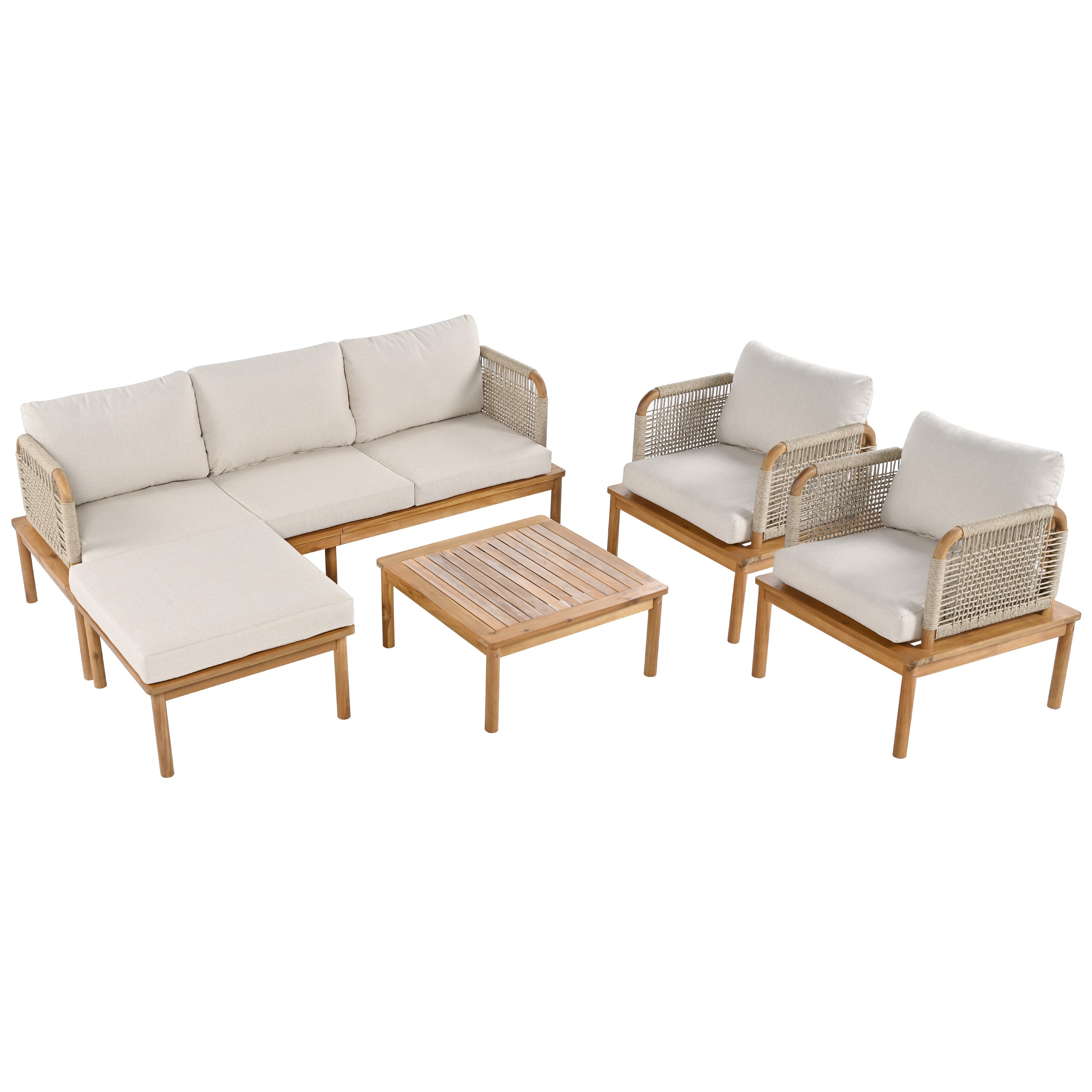 Outdoor Sofa Set Rope Detail 5-Piece