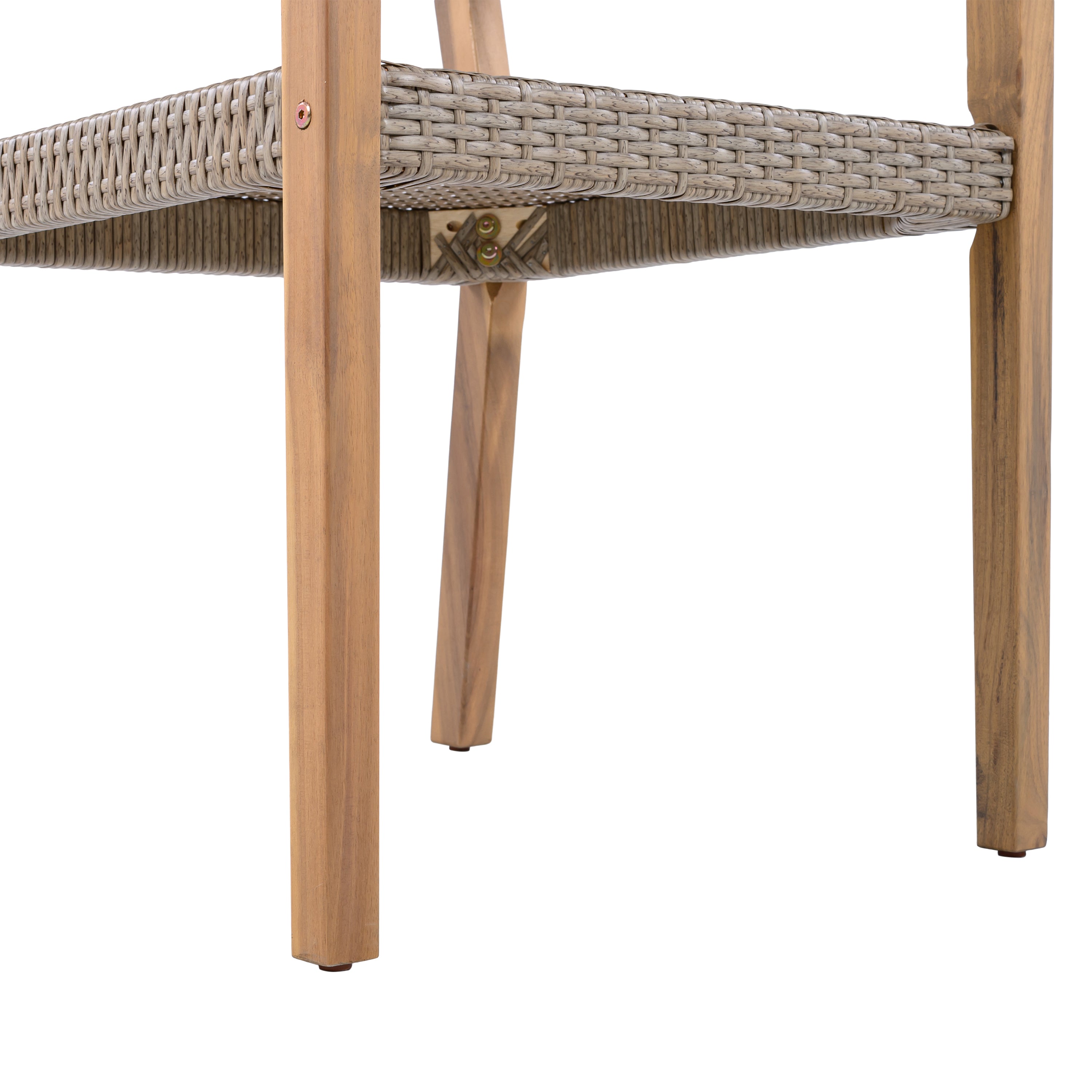 Outdoor Dining Chair Set Rattan Frame - Light Brown