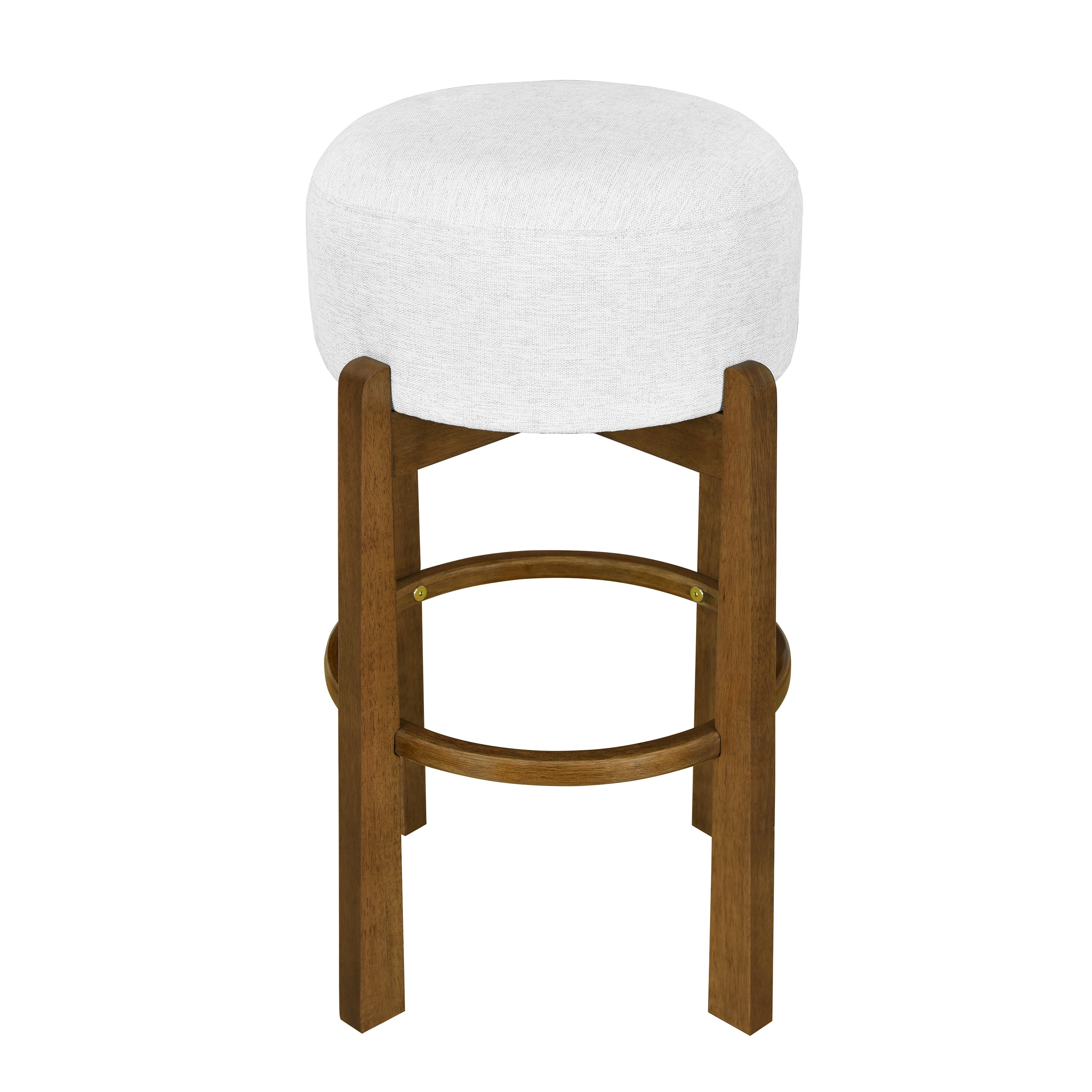 Vera Indoor Wooden Upholstered Barstool, Dark Walnut Finish and Ivory Upholstery, Set of 4