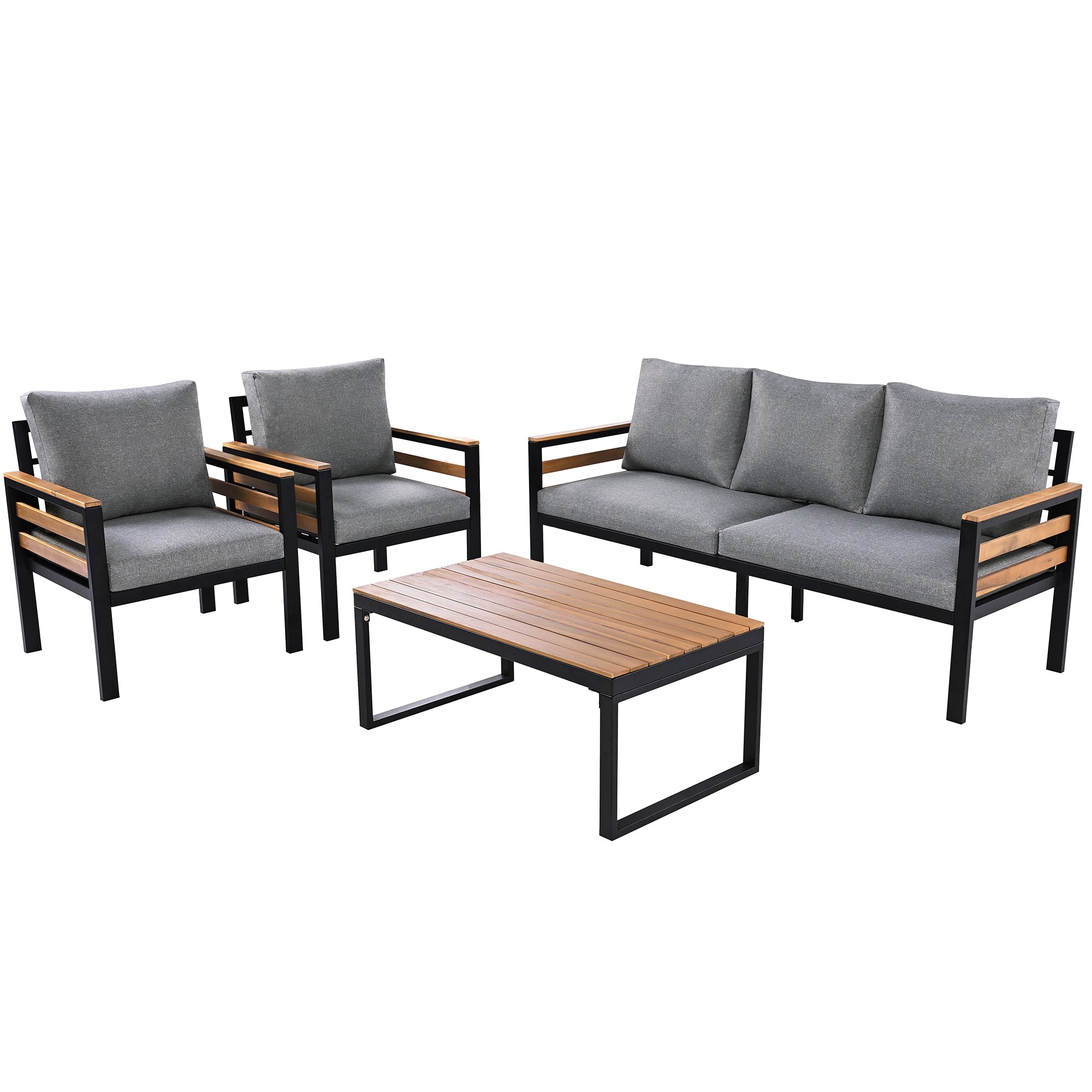 Go Outdoor Coffee Table Cushioned Seating - Gray