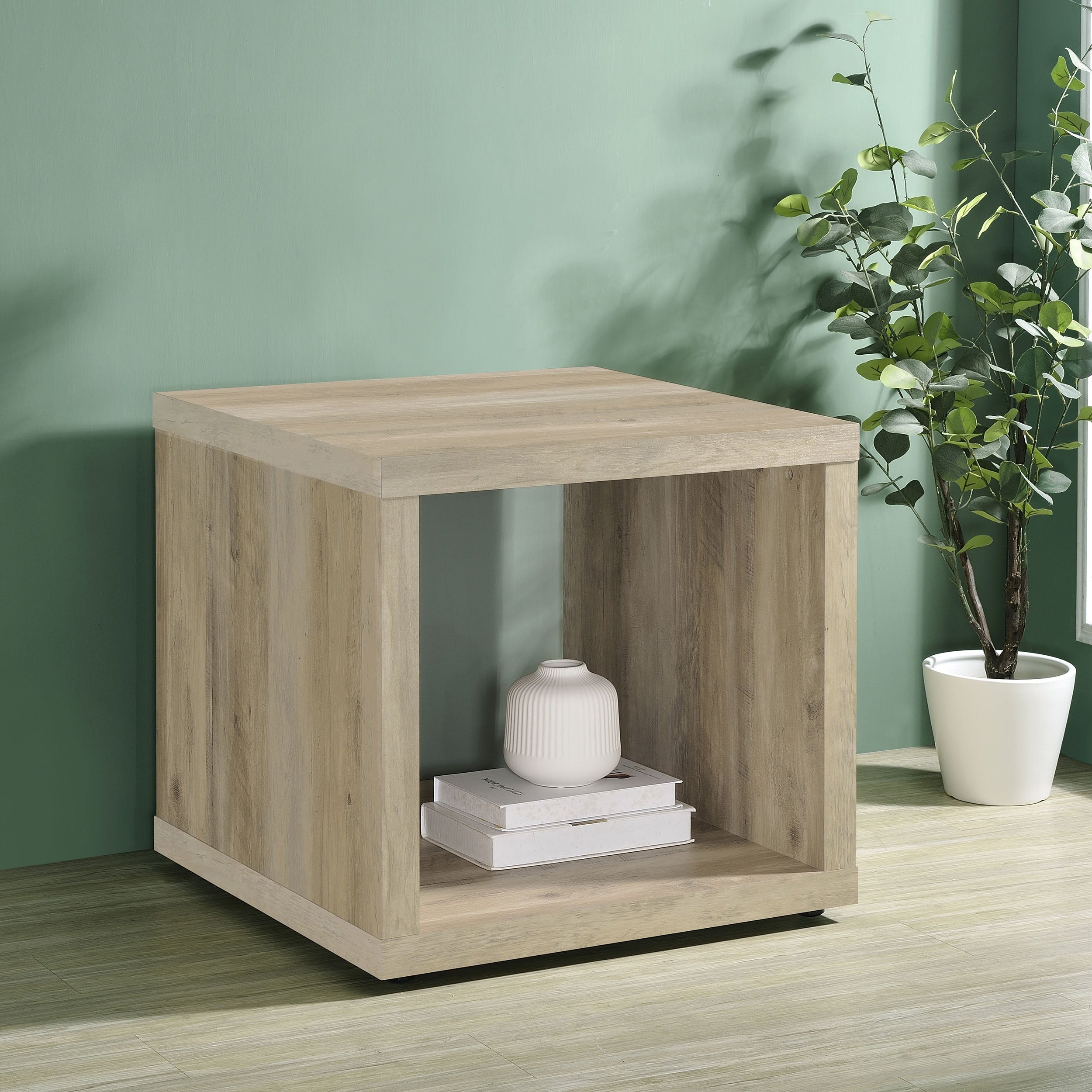 Frisco Square Engineered Pine Wood Side End Table