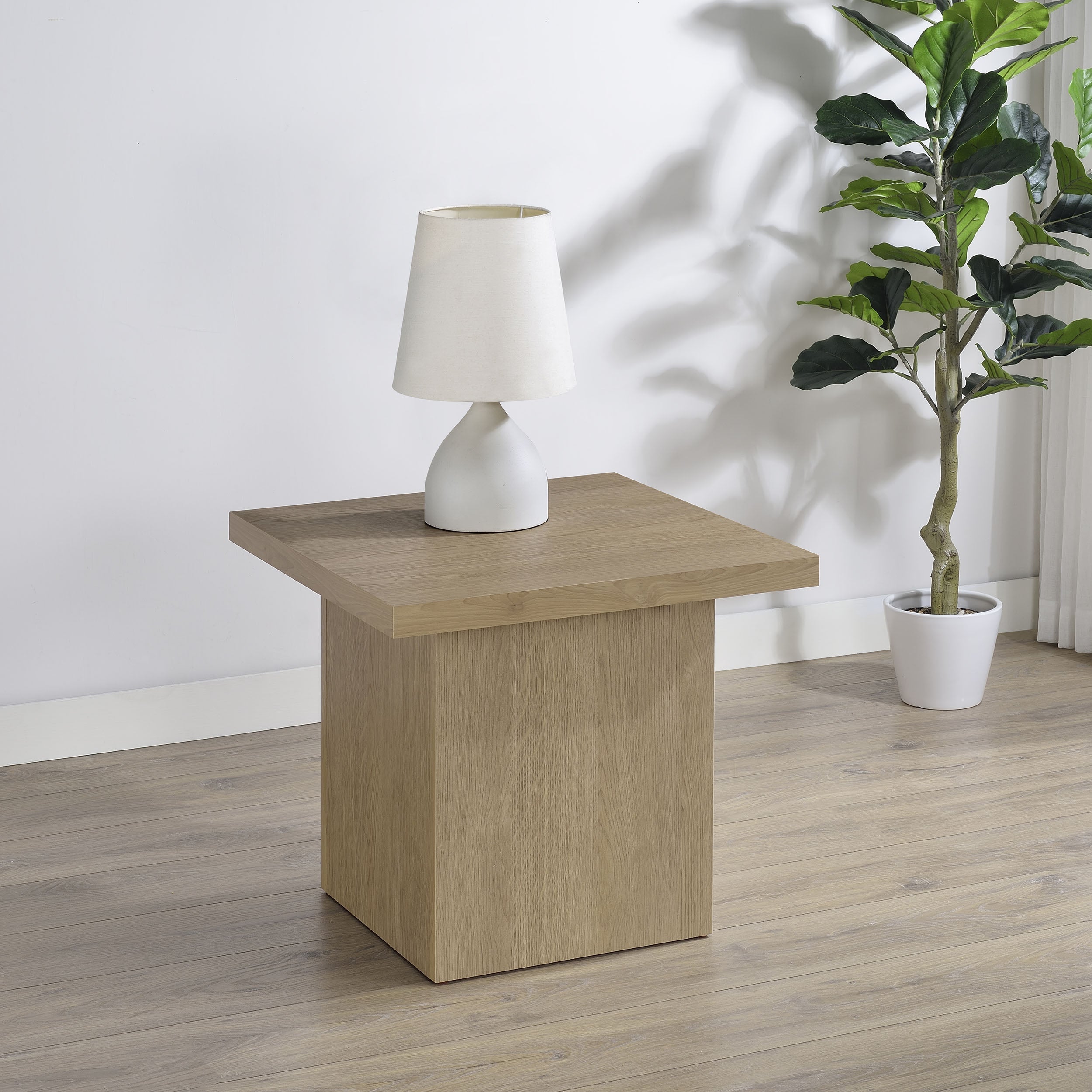 Devar Square Latte Engineered Wood Side End Table