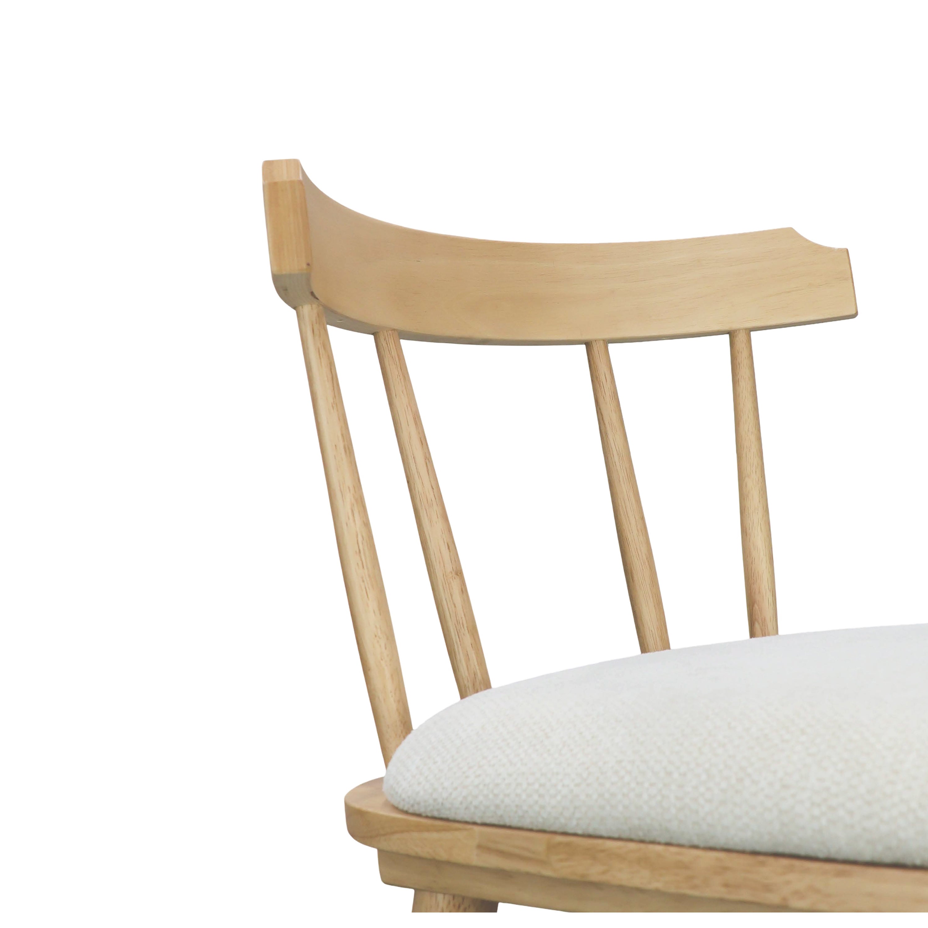 Olivia Indoor Wooden Upholstered Counter Stool, Natural Finish with Beige Upholstery, Windsor Style, Set of 2
