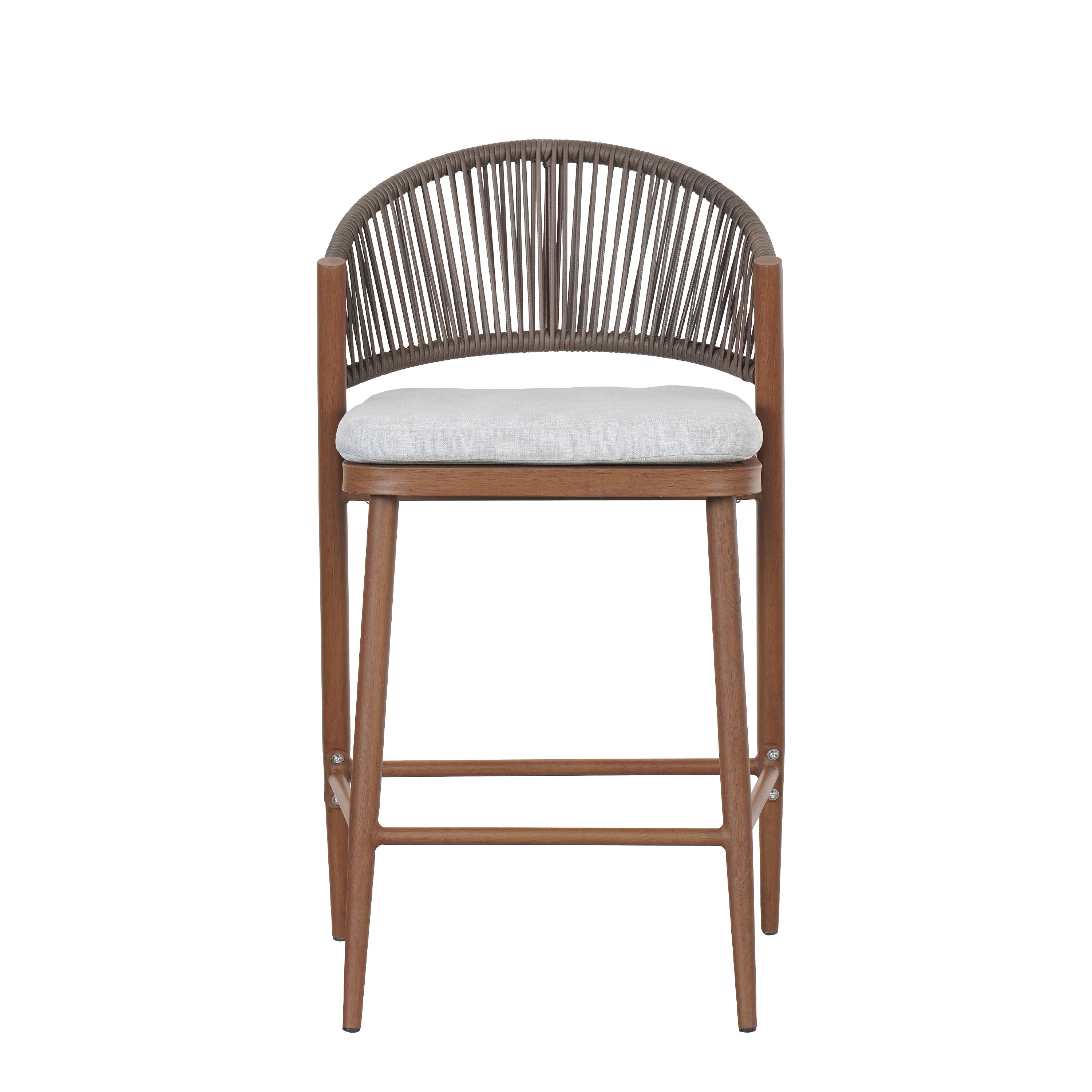 Outdoor Counter Stool Set Water-Resistant Cushions - Teak