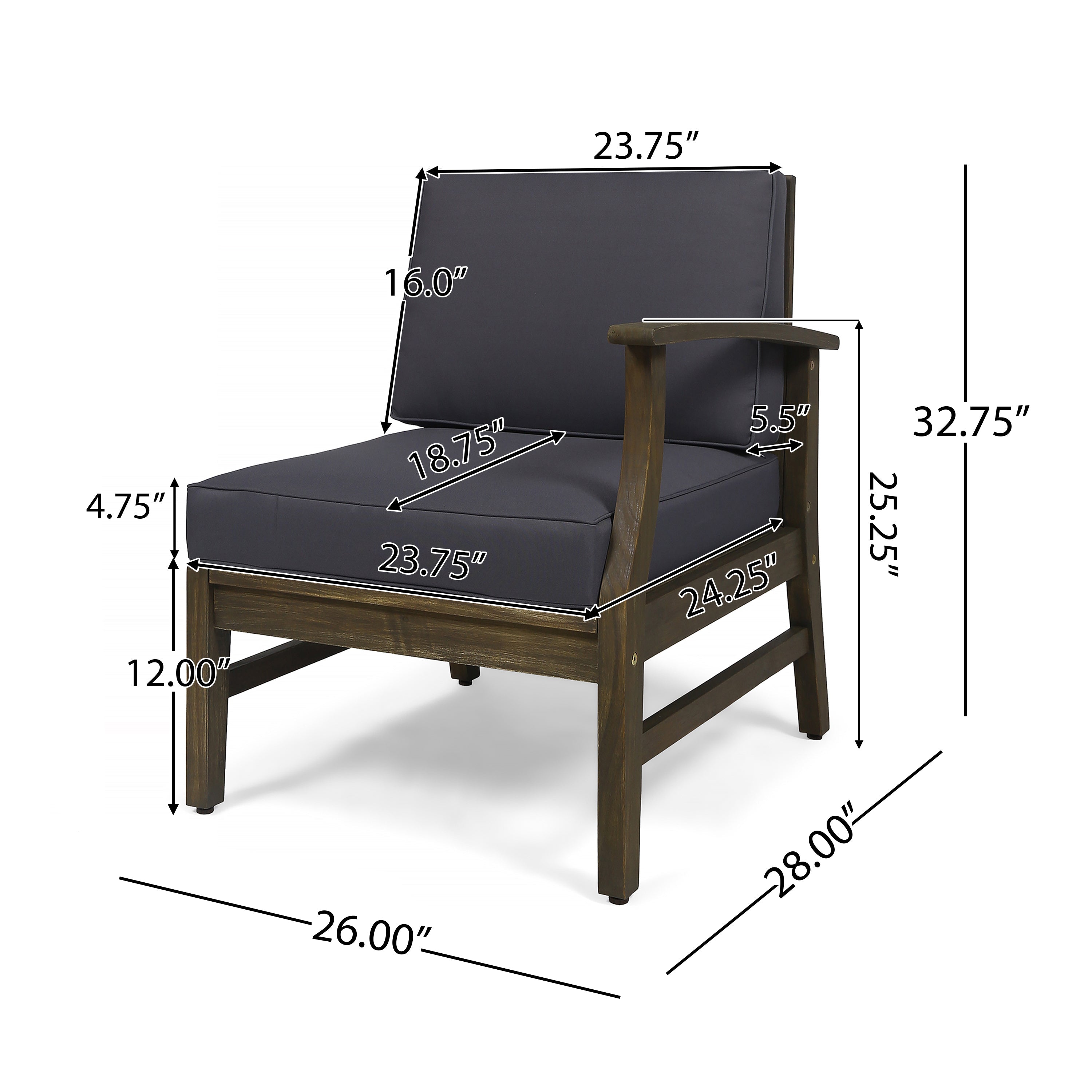 Perla Outdoor Sofa Set Patio Seating - Dark Gray