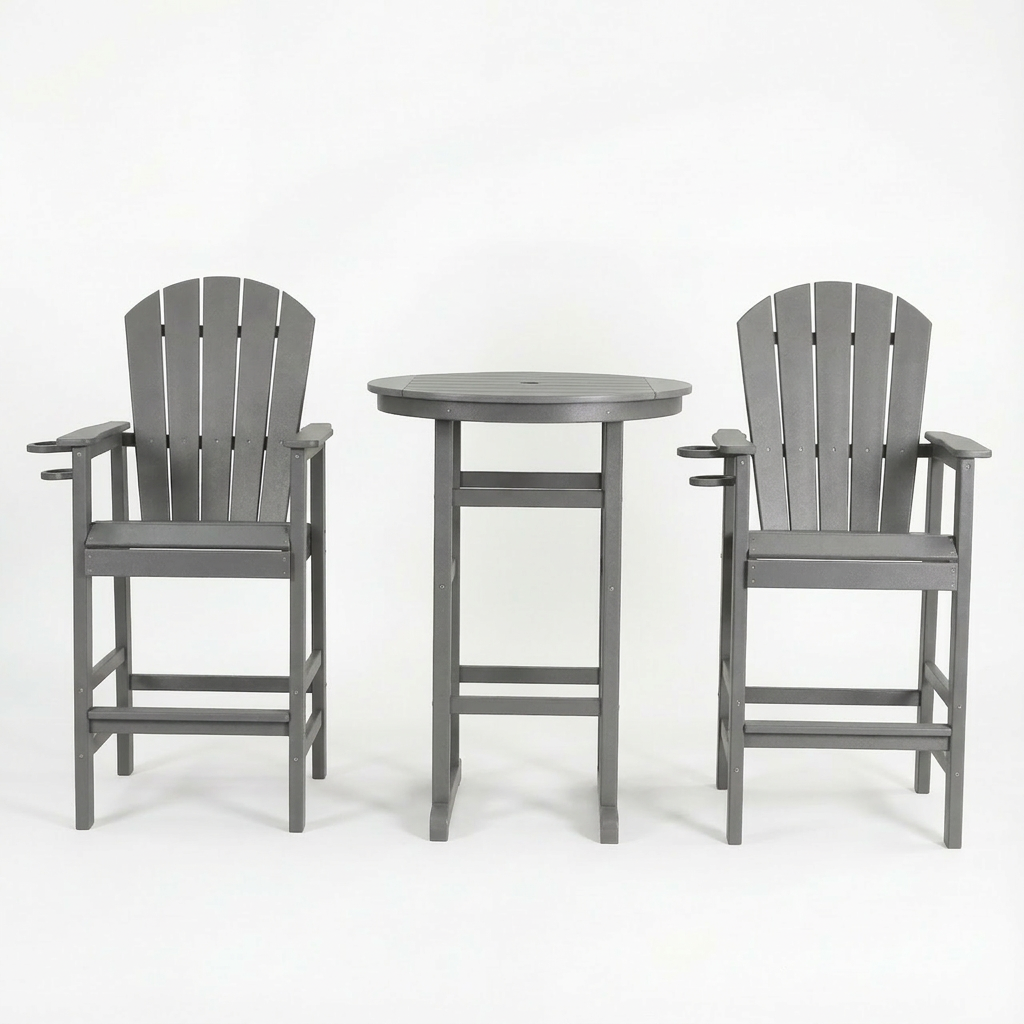 Hdpe Outdoor Bistro Set HDPE Frame - Gray