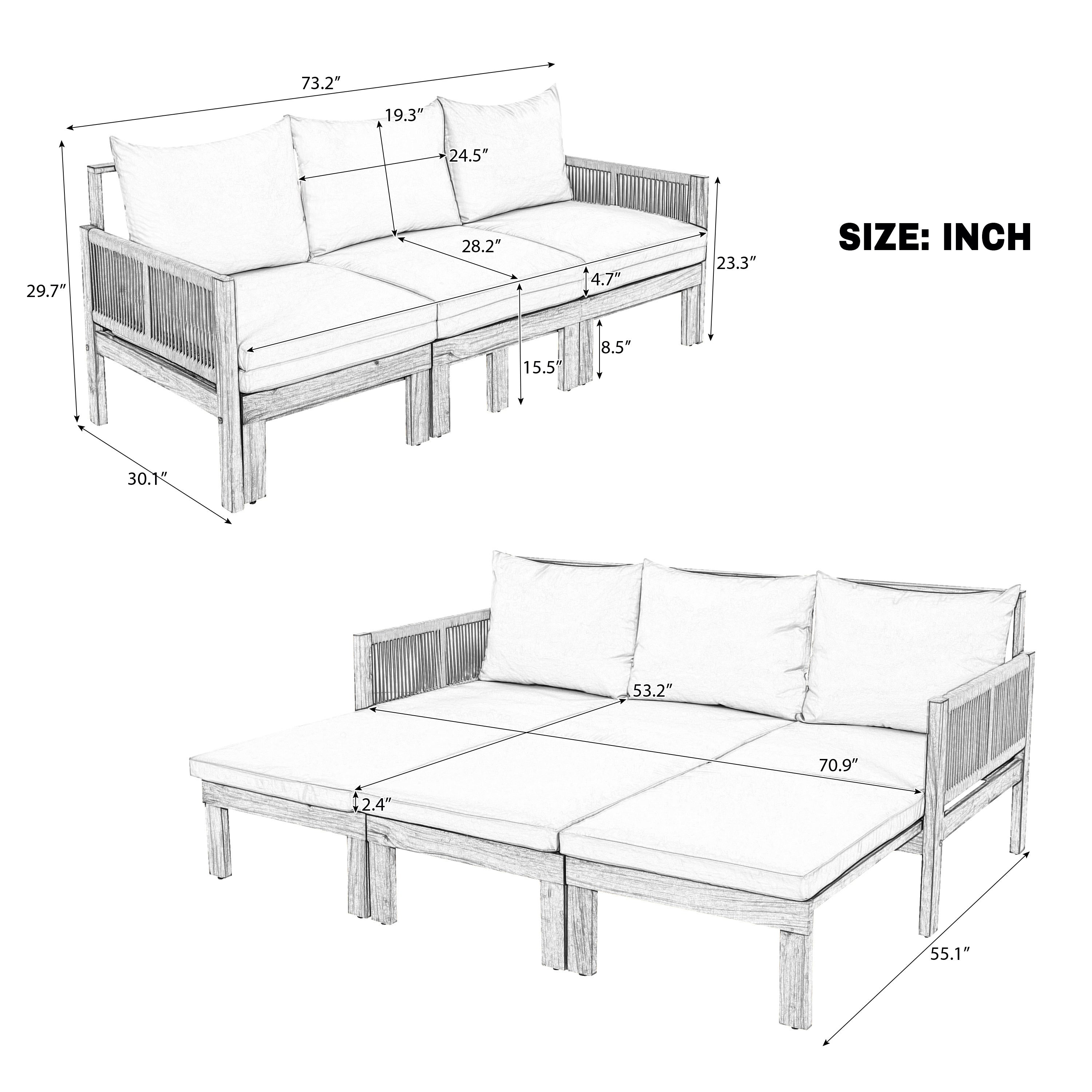 Daybed Outdoor Canopy Daybed Cushioned Seating - Gray