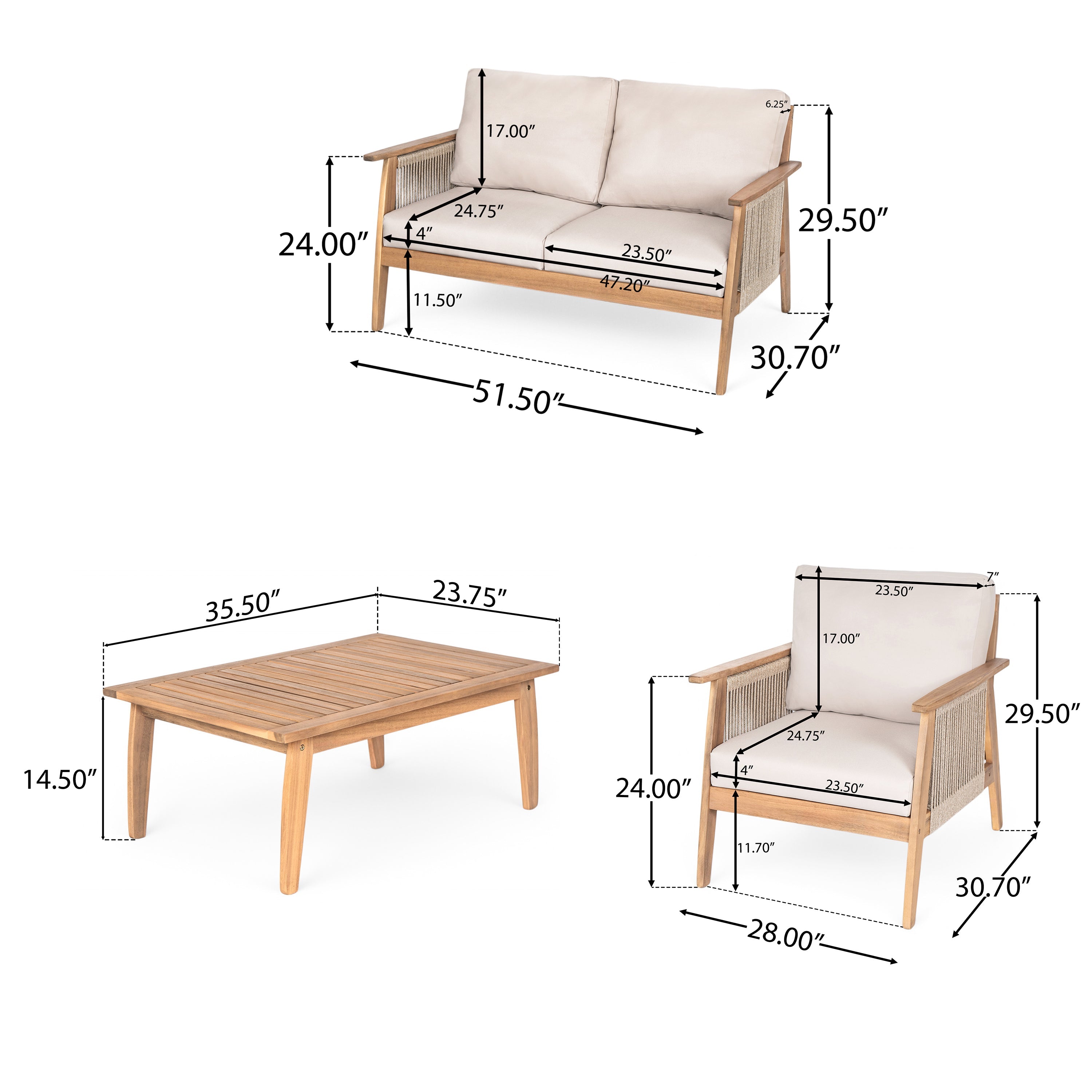 Outdoor Sectional Set Rope Detail