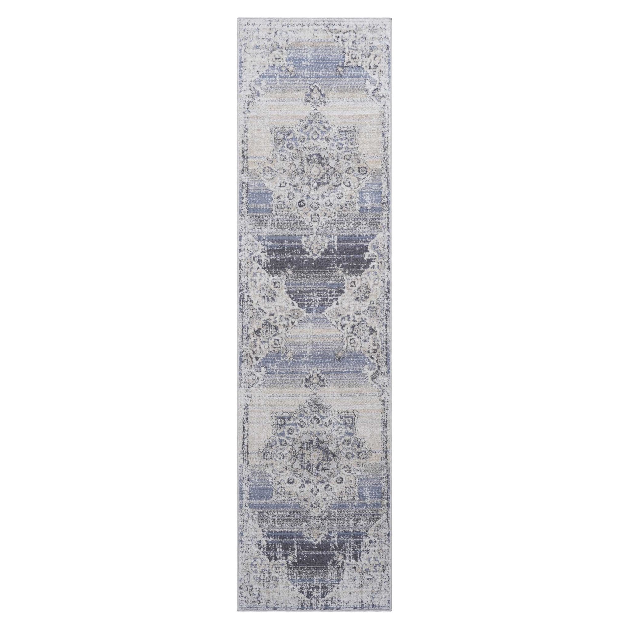 Payas Cream-Blue Runner Rug Size 2'2'' x 8'