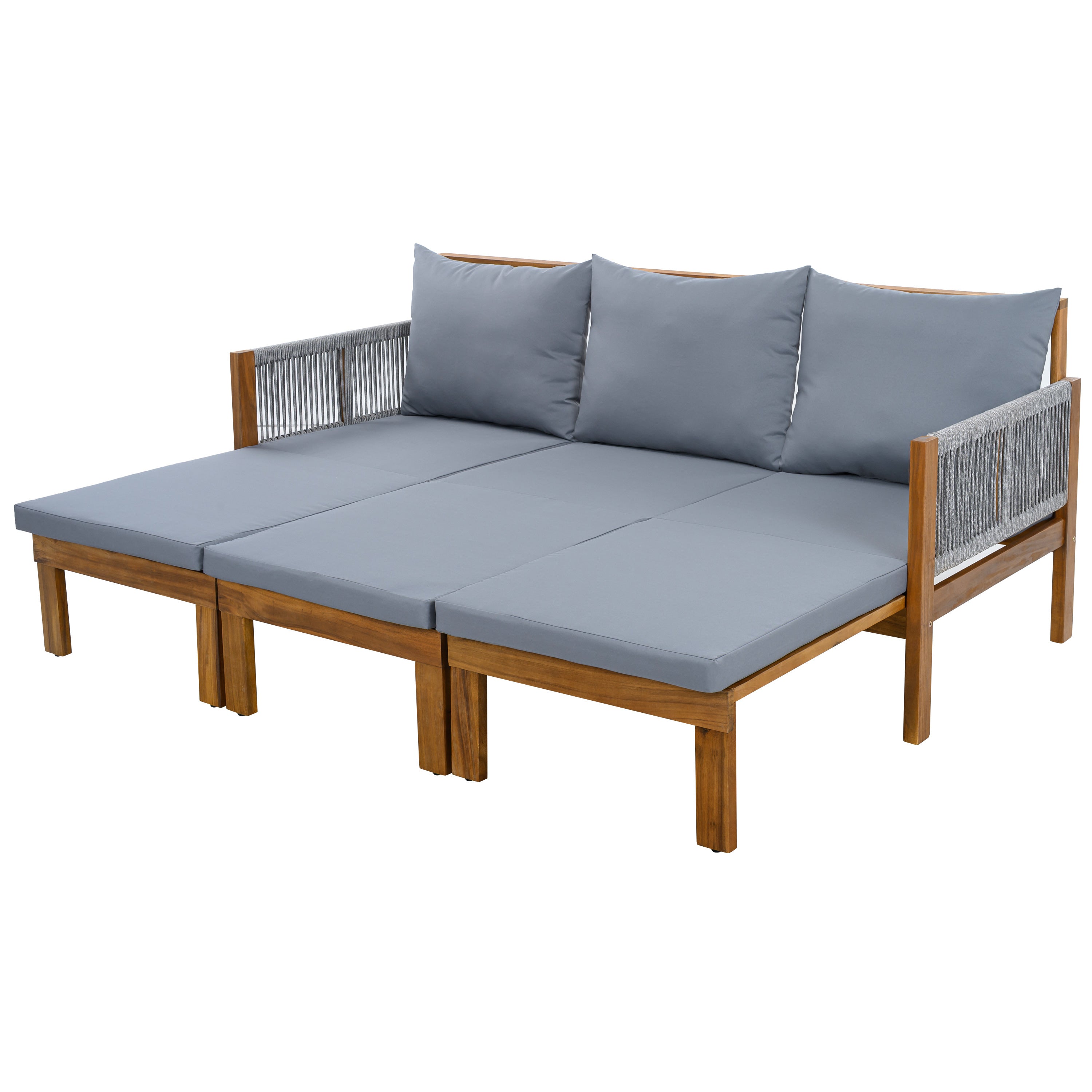 Daybed Outdoor Canopy Daybed Cushioned Seating - Gray