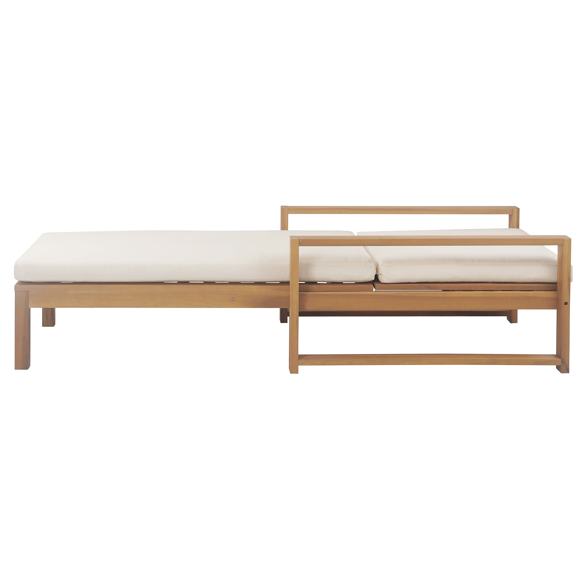 Trexm Outdoor Chaise Lounge Adjustable Back - Light Teak