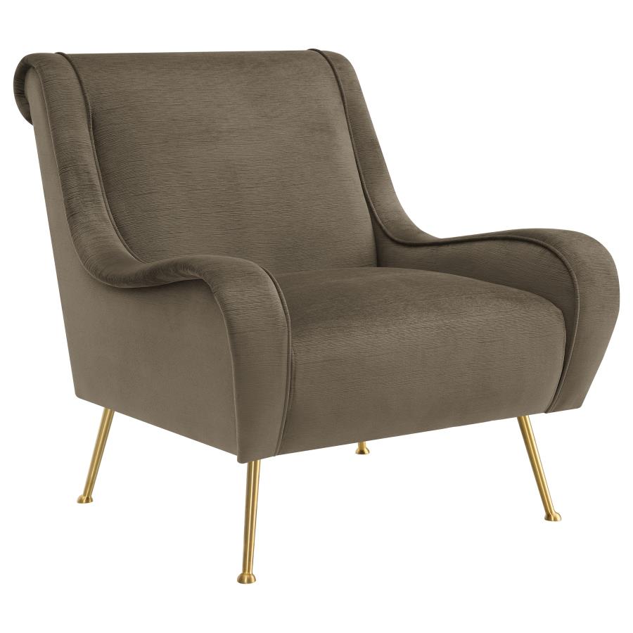 Ricci Truffle Upholstered Saddle Arm Accent Chair