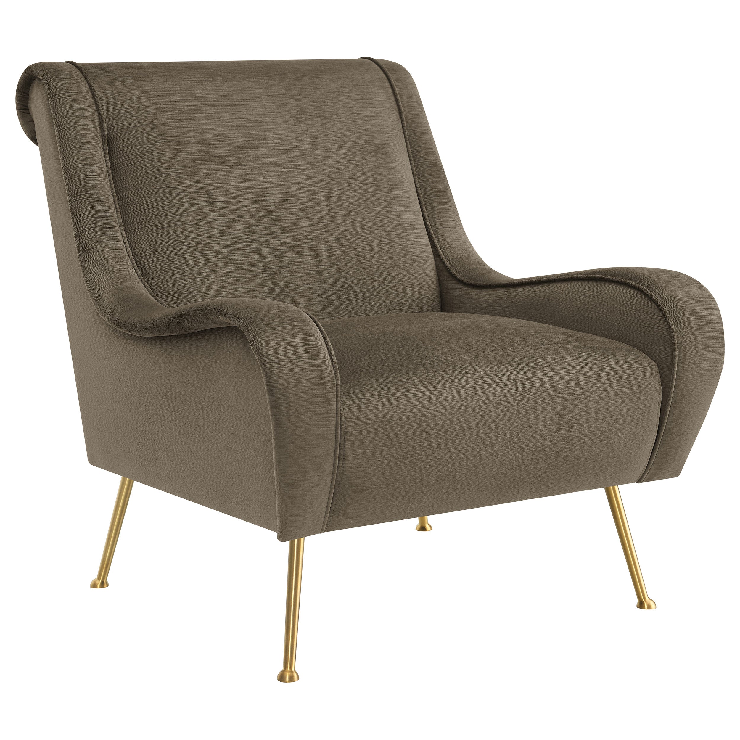 Ricci Truffle Upholstered Saddle Arm Accent Chair