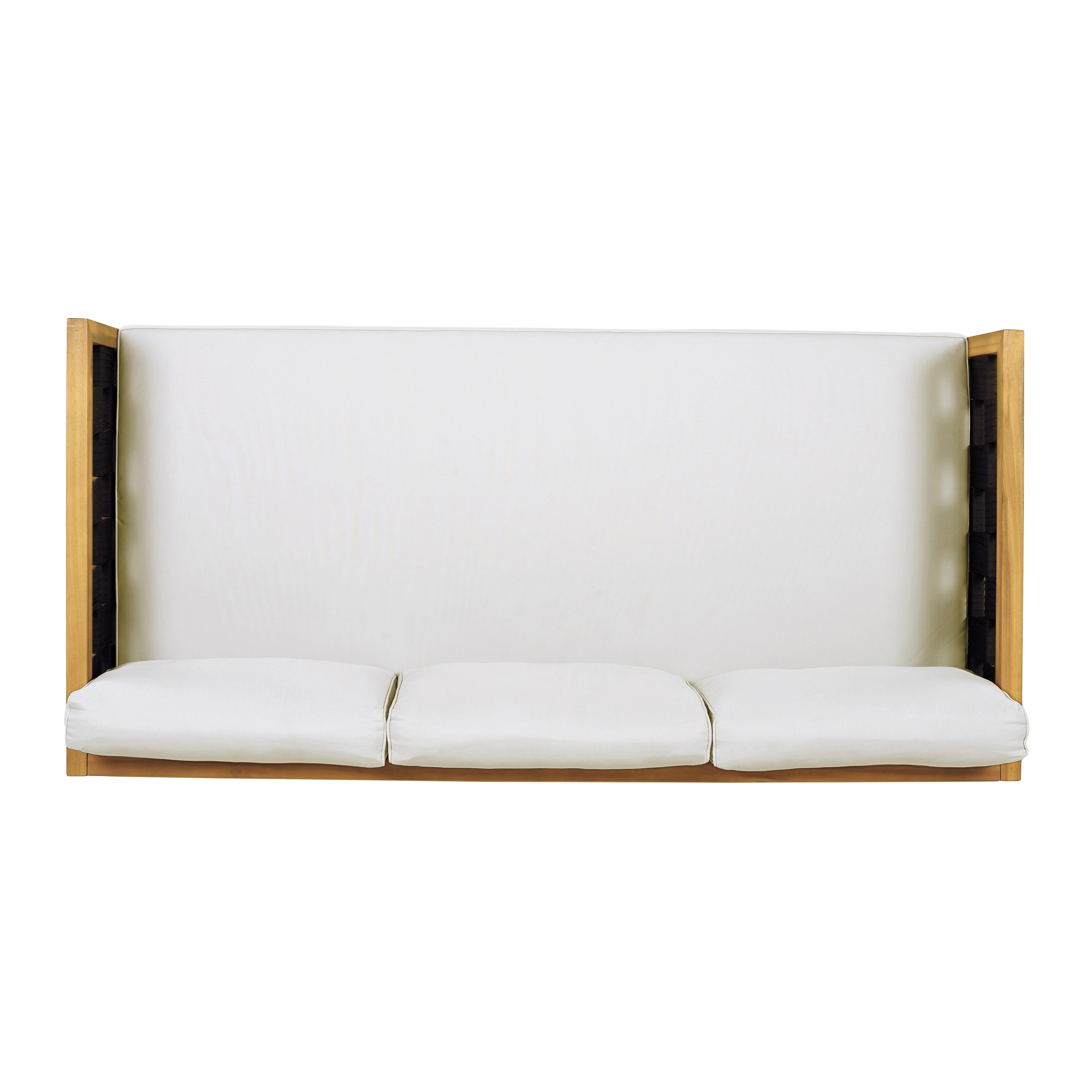 Three-Seater Outdoor Canopy Daybed Cushioned Seating - Teak