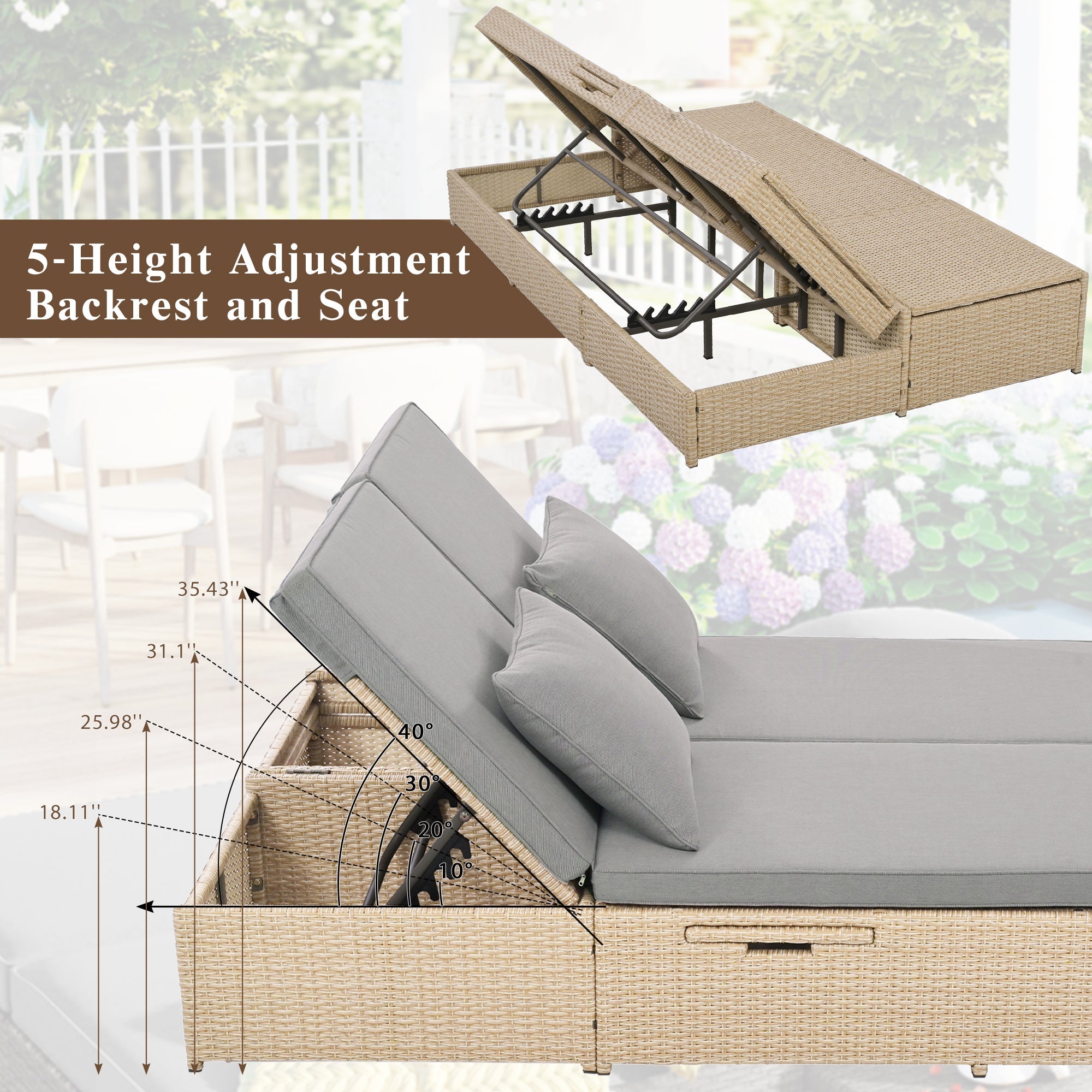 Topmax Outdoor Furniture Adjustable Back - Brown