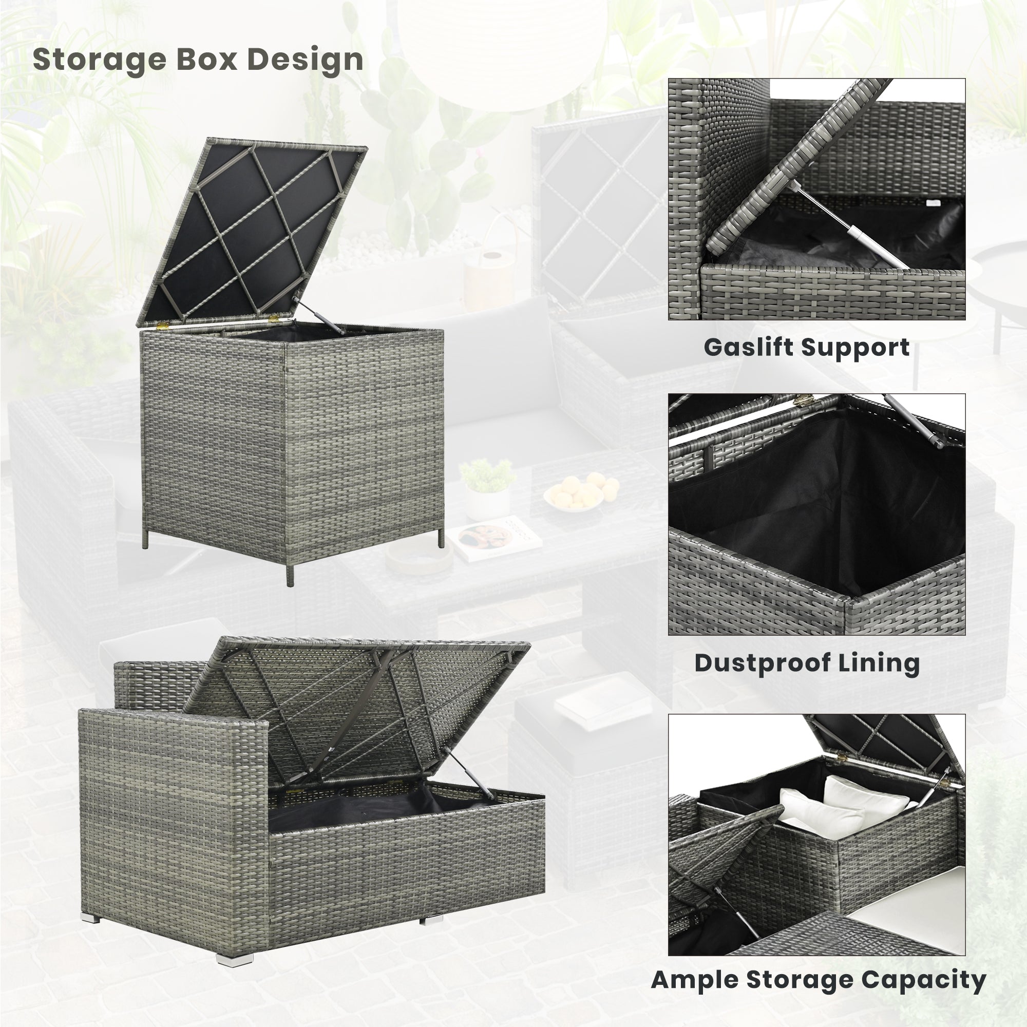 Topmax Outdoor Sectional Set Adjustable Back - Beige