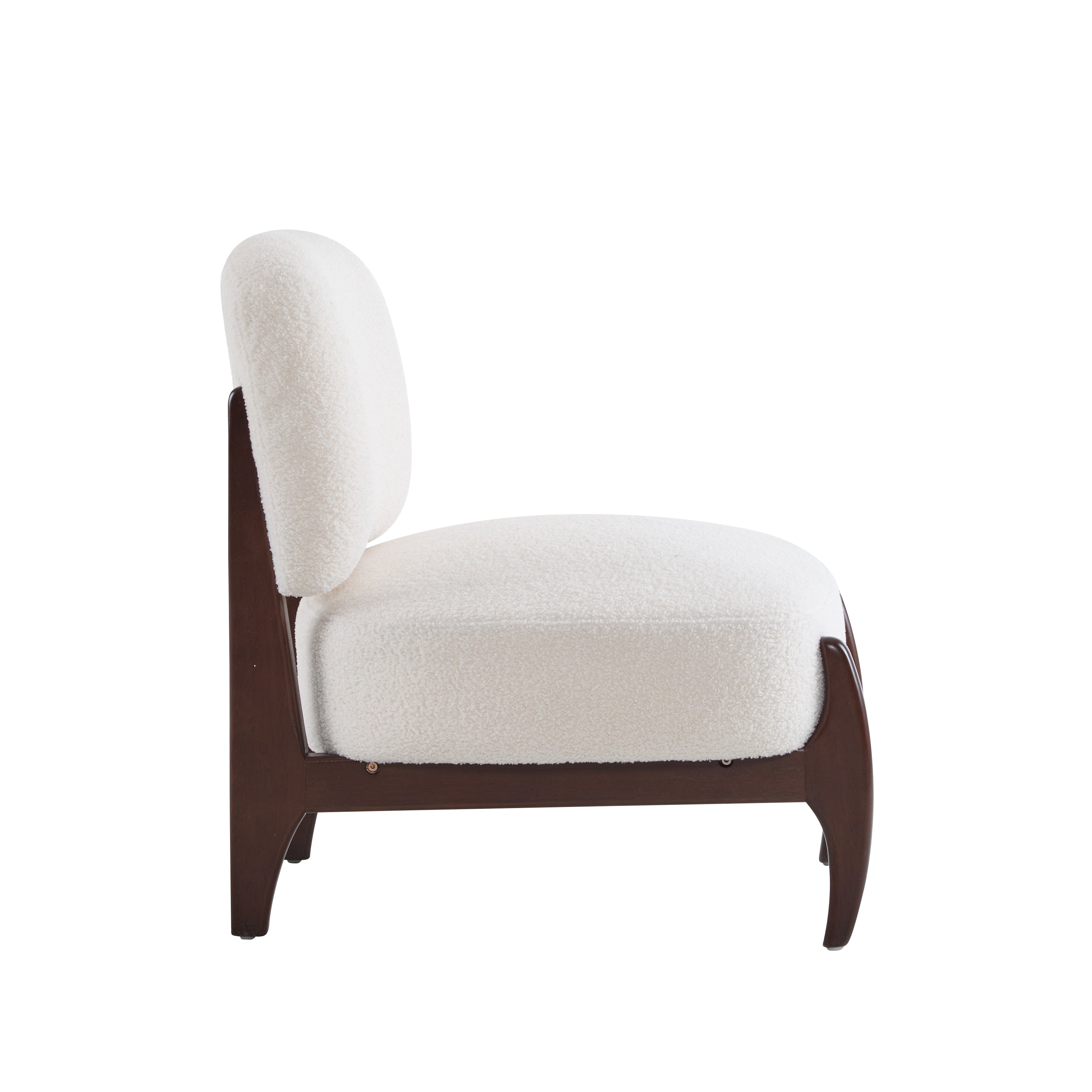 Easton Beige Modern Boucle Lounge Chair with Solid Wood Frame