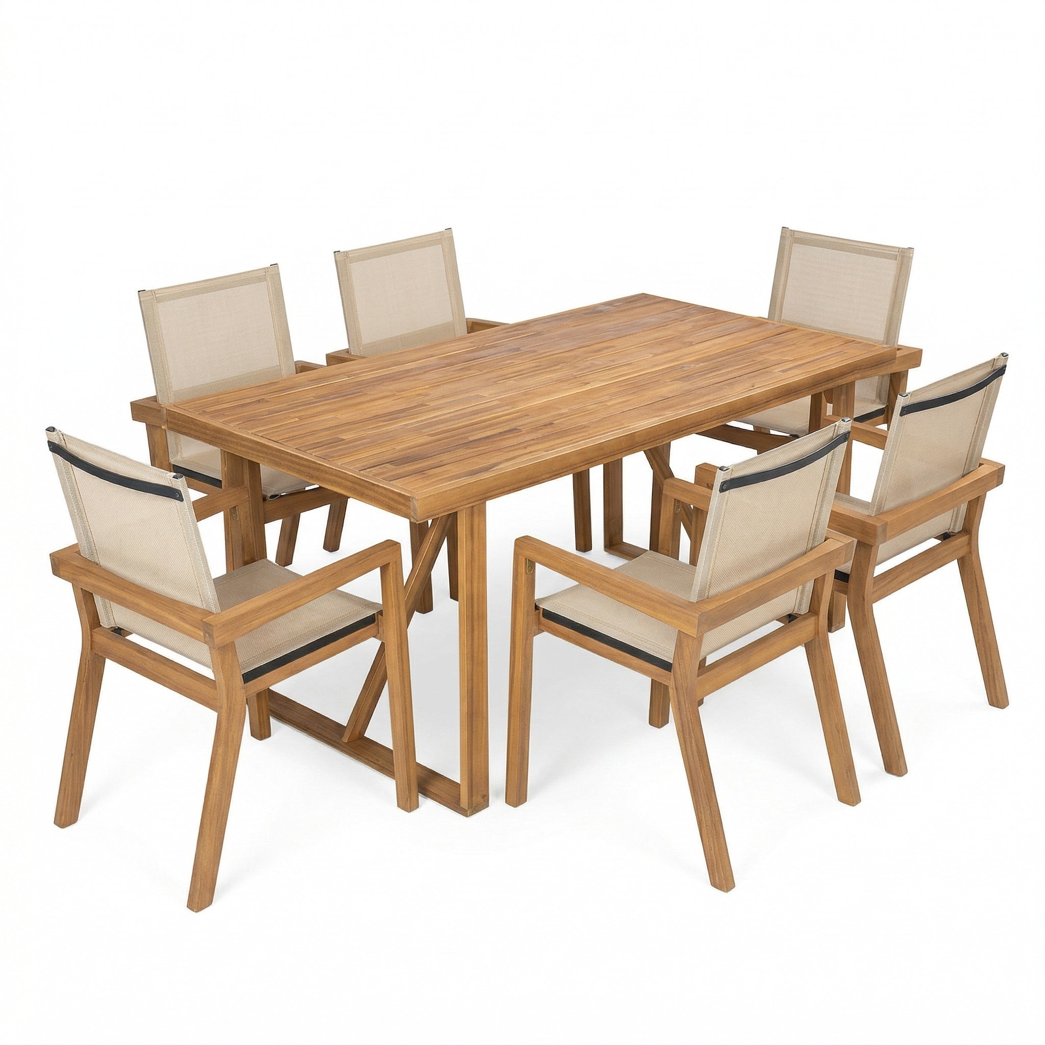 Outdoor Dining Set Acacia Wood - Beige