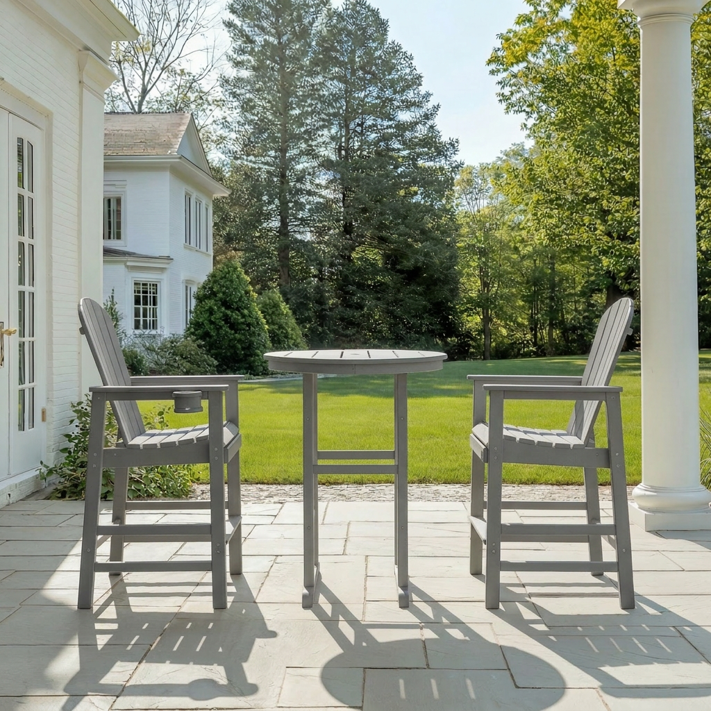 Hdpe Outdoor Bistro Set HDPE Frame - Gray