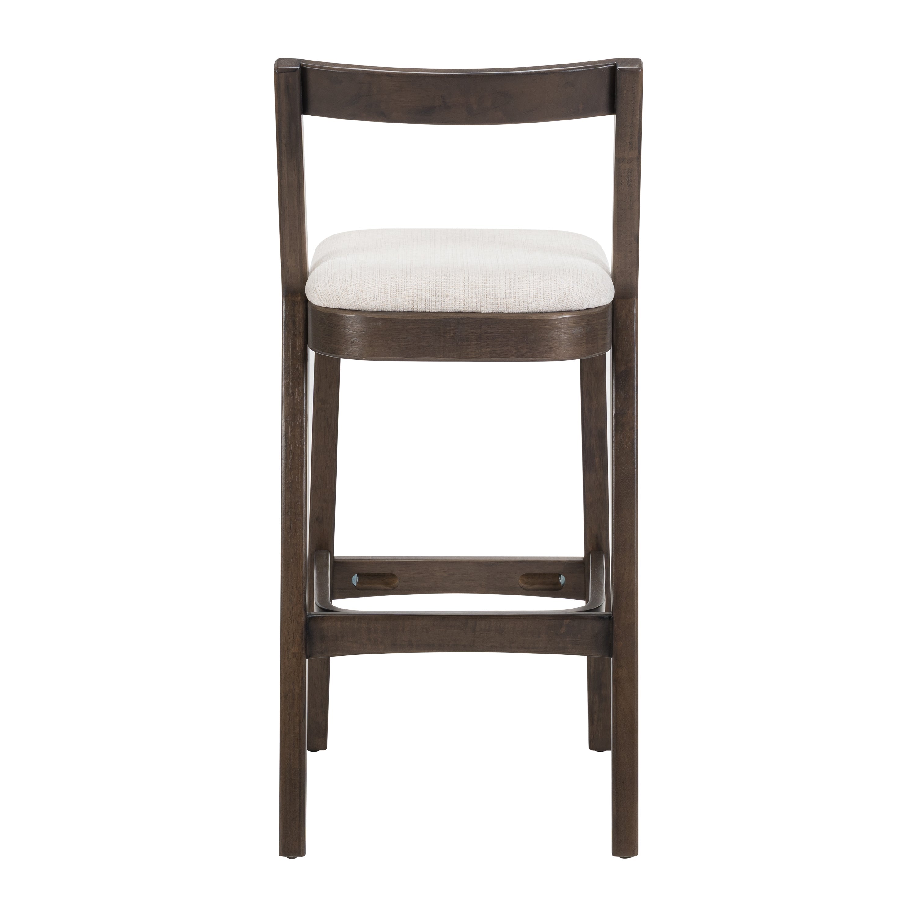 Jasper Indoor Rubberwood Barstool with Beige Upholstery in Dark Brown Finish, Set of 2