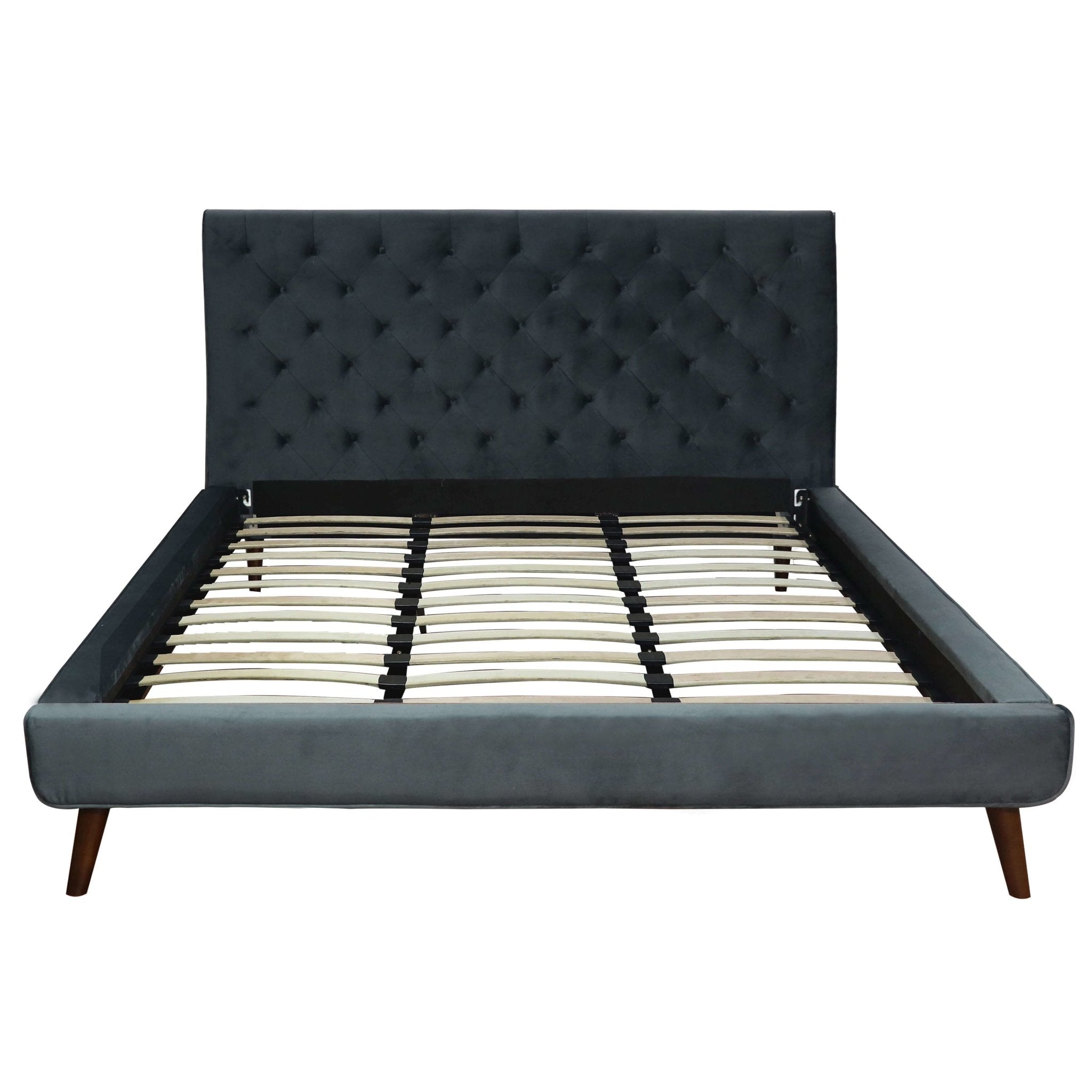 Ashley King Dark Gray Velvet Platform Bed