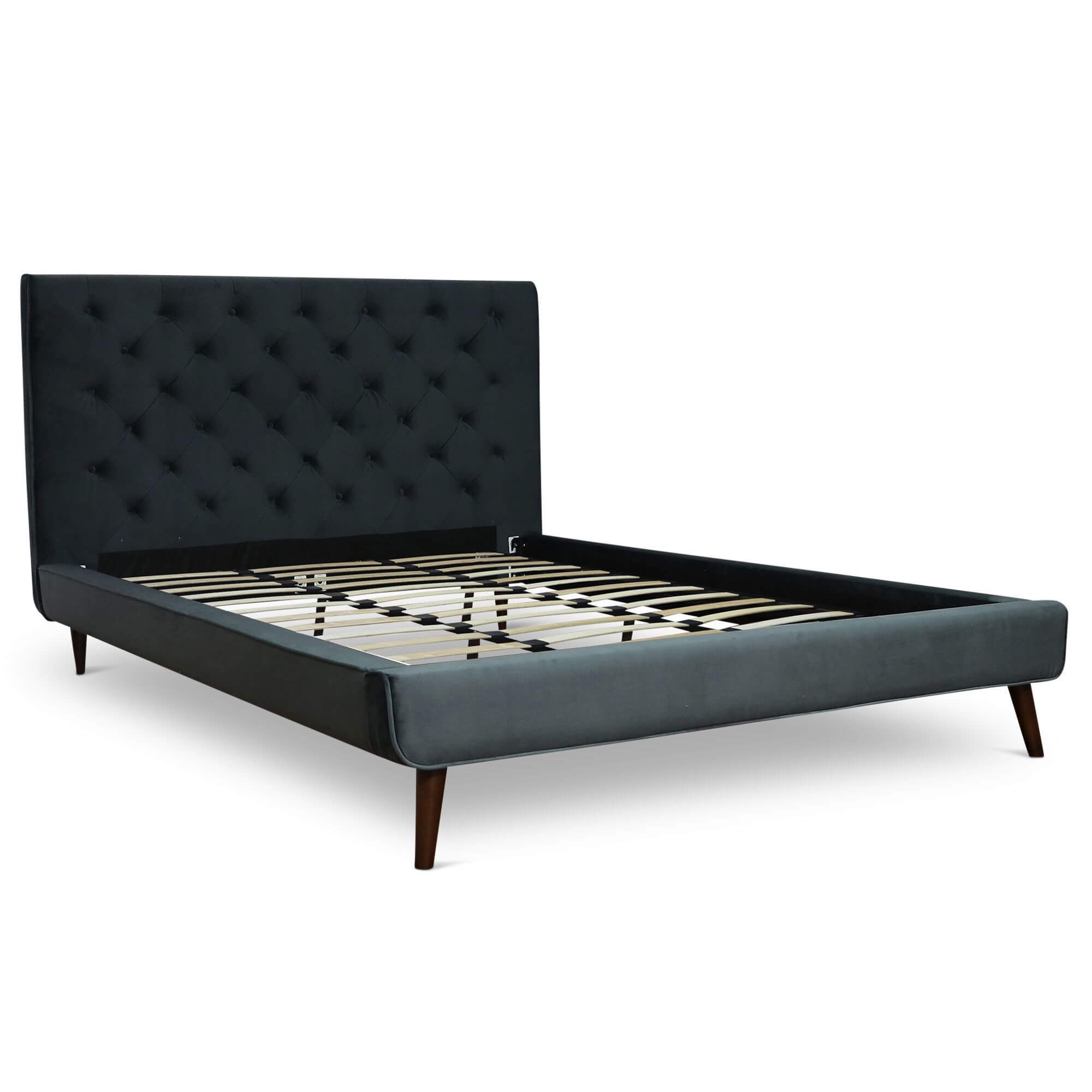 Ashley King Dark Gray Velvet Platform Bed