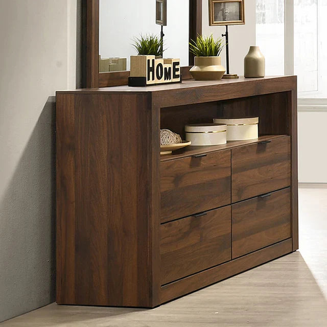 Altimari Contemporary Walnut Rubberwood Dresser by Furniture of America