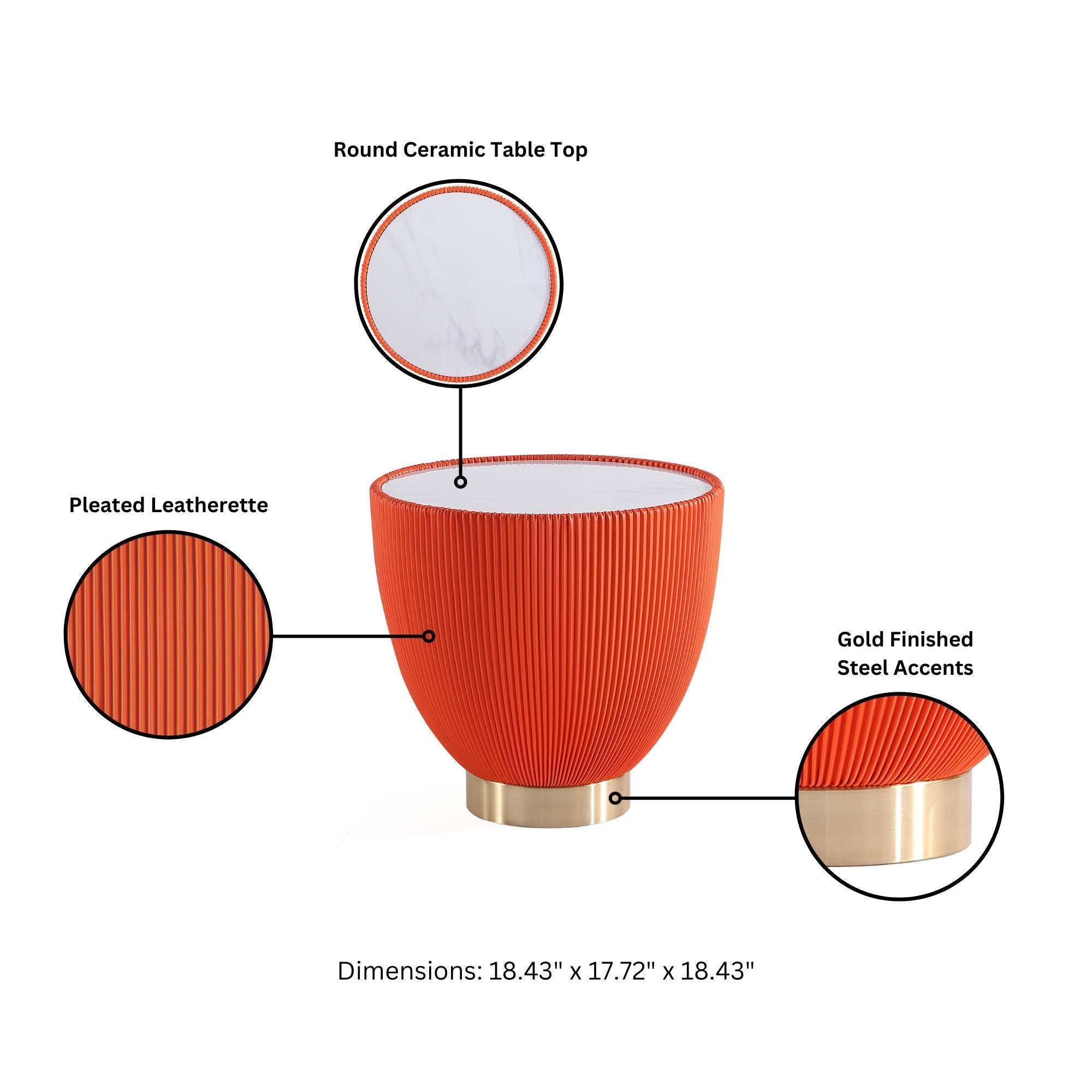 Anderson 2.0 Modern Orange Vegan Leather End Table
