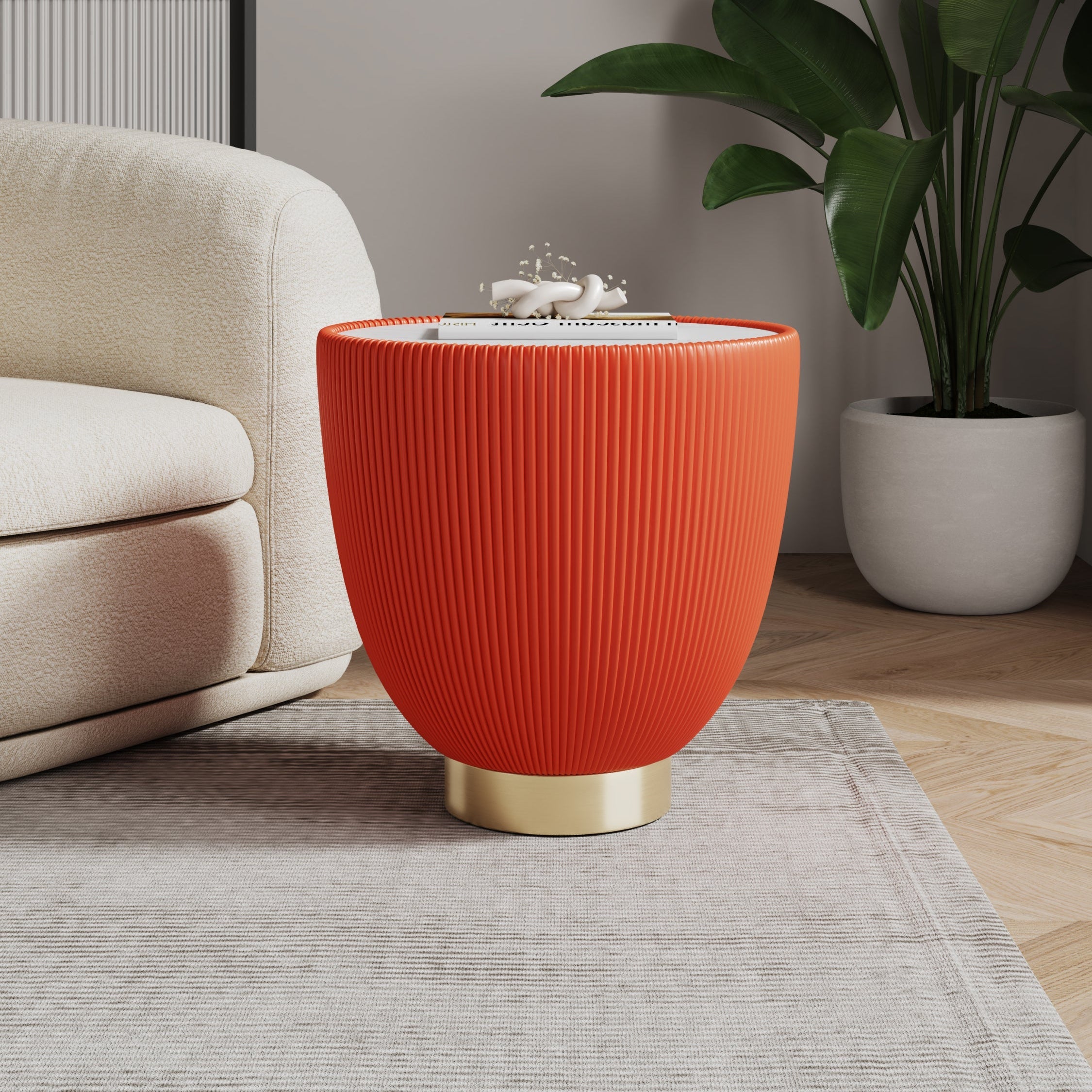 Anderson 2.0 Modern Orange Vegan Leather End Table