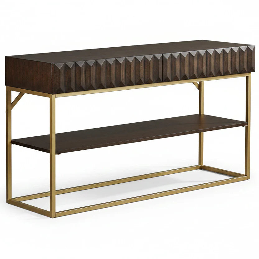Augsburg Walnut/Gold Sofa Table