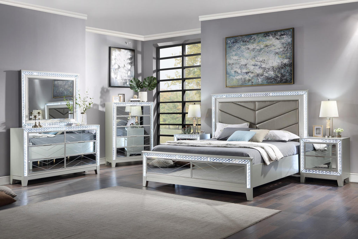 Platinum Silver LED Bedroom Group