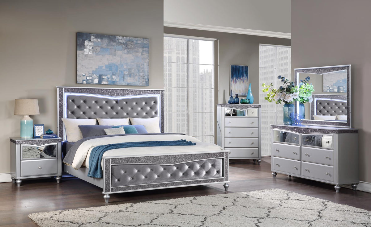 Silver Dresser & LED Mirror Set