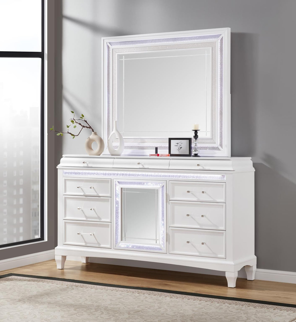 White LED Bedroom Collection