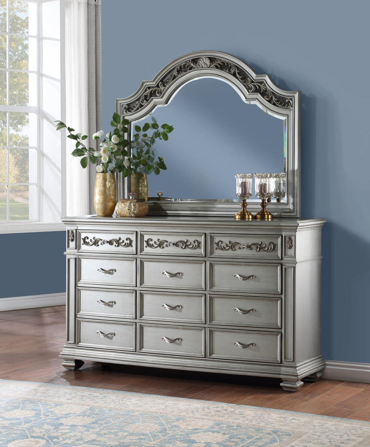Silver Metallic Bedroom Collection
