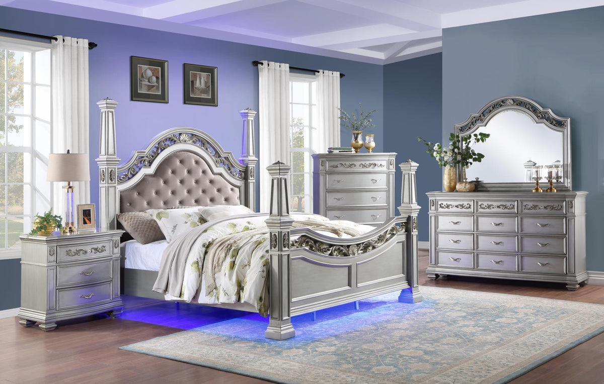 Silver Metallic Bedroom Collection