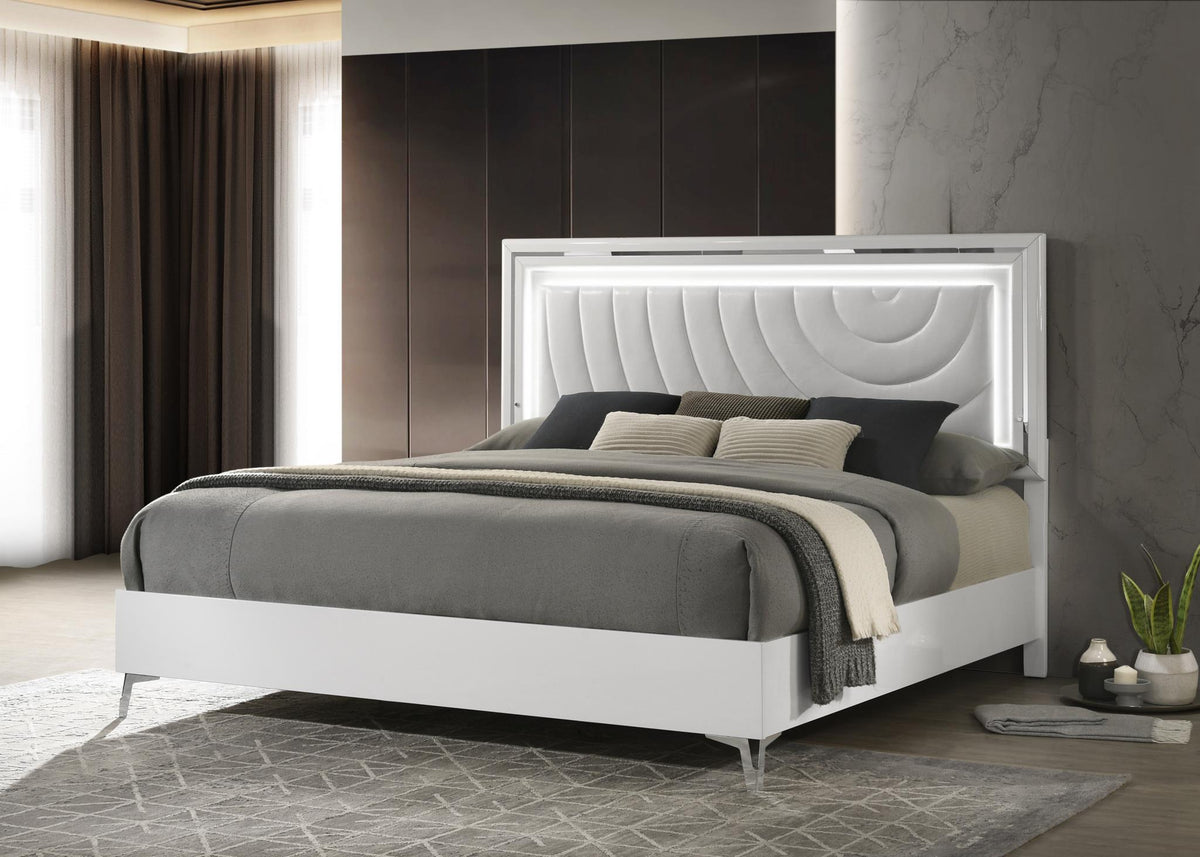 White LED Bed & Bevel Mirror Collection