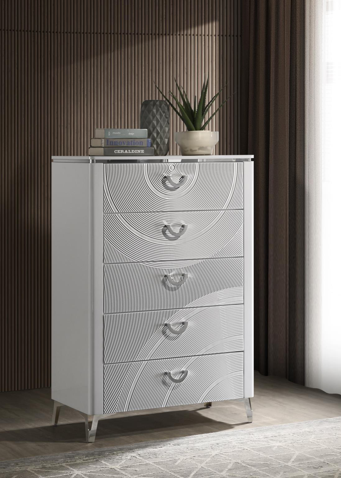 White LED Bed & Bevel Mirror Collection