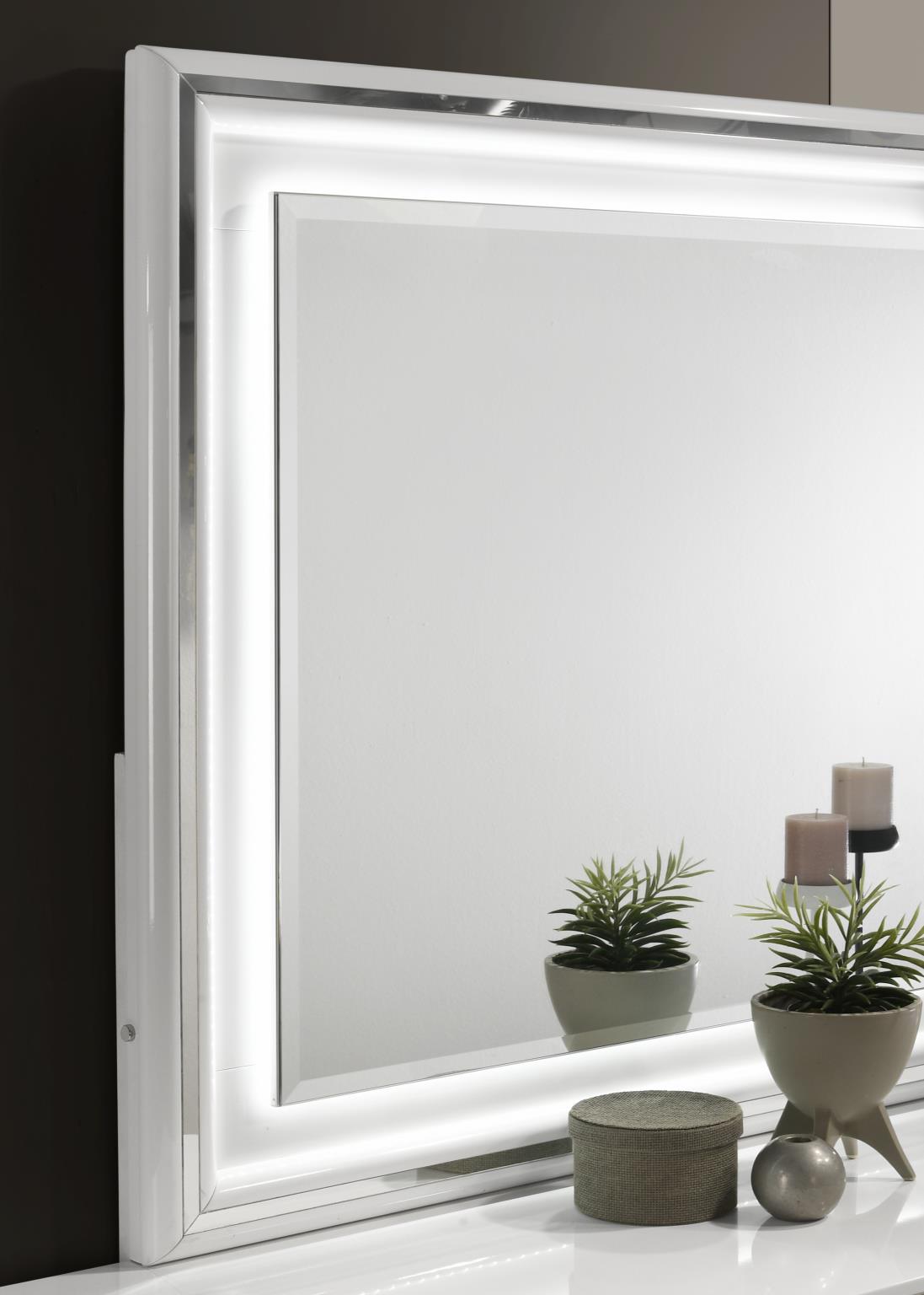 White LED Bed & Bevel Mirror Collection