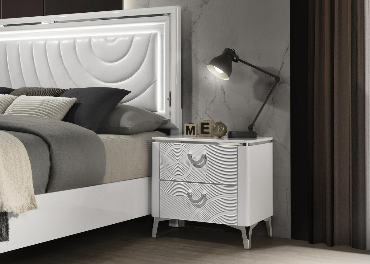 White LED Bed & Bevel Mirror Collection