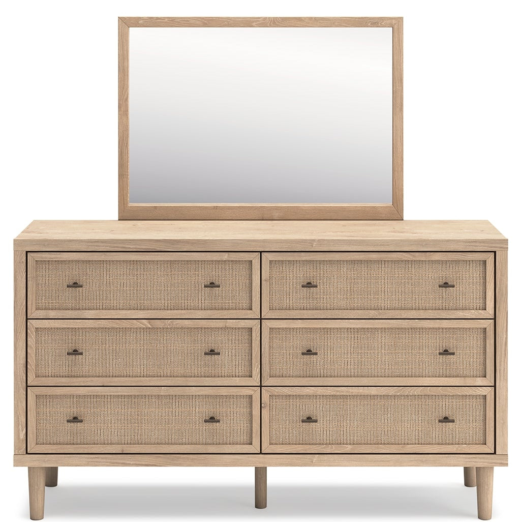 Cielden Full Panel Bed with Mirrored Dresser and Chest