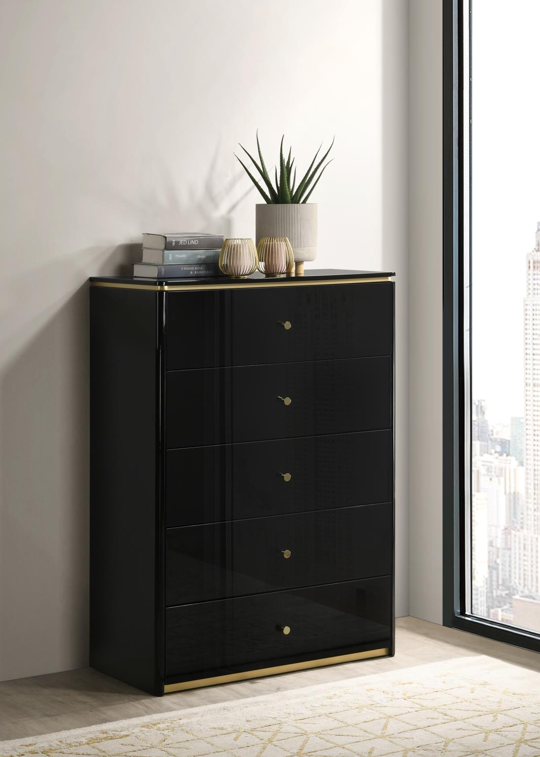 Black & Gold Line Bedroom Collection